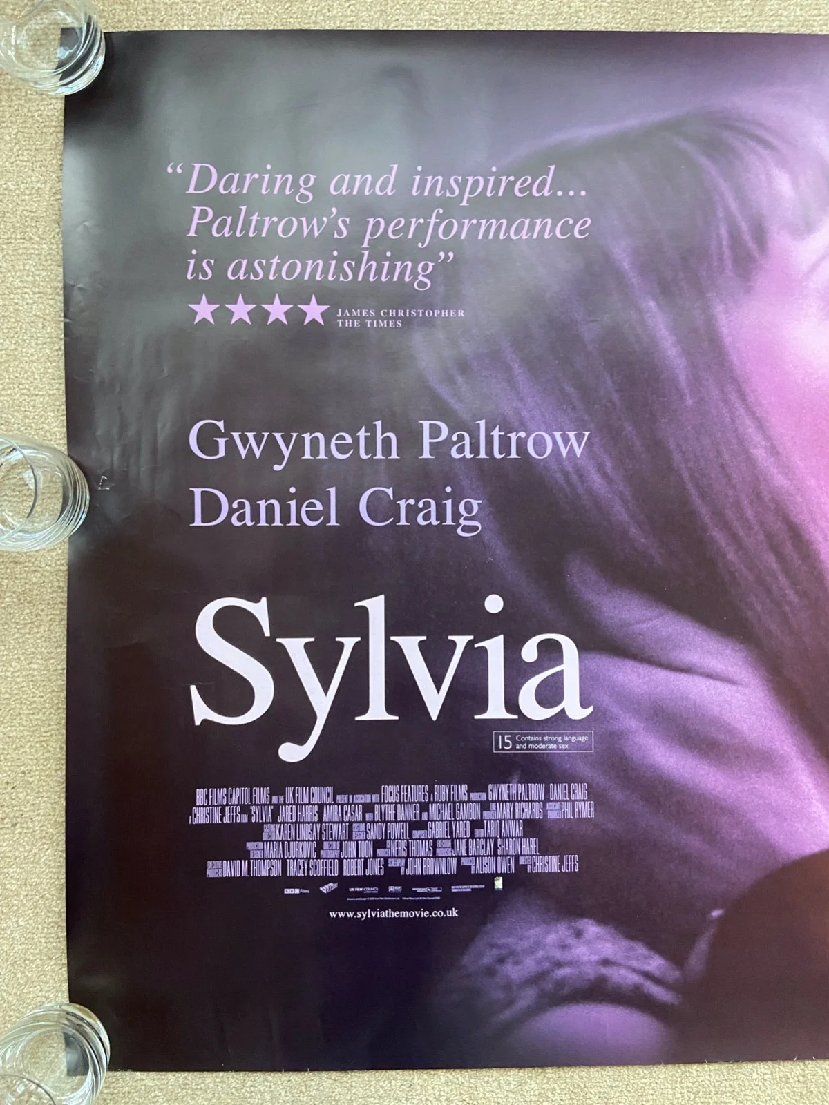 SYLVIA. Gwyneth Paltrow Daniel Craig Original DS Quad Cinema Poster Rolled 30x40, изображение 3