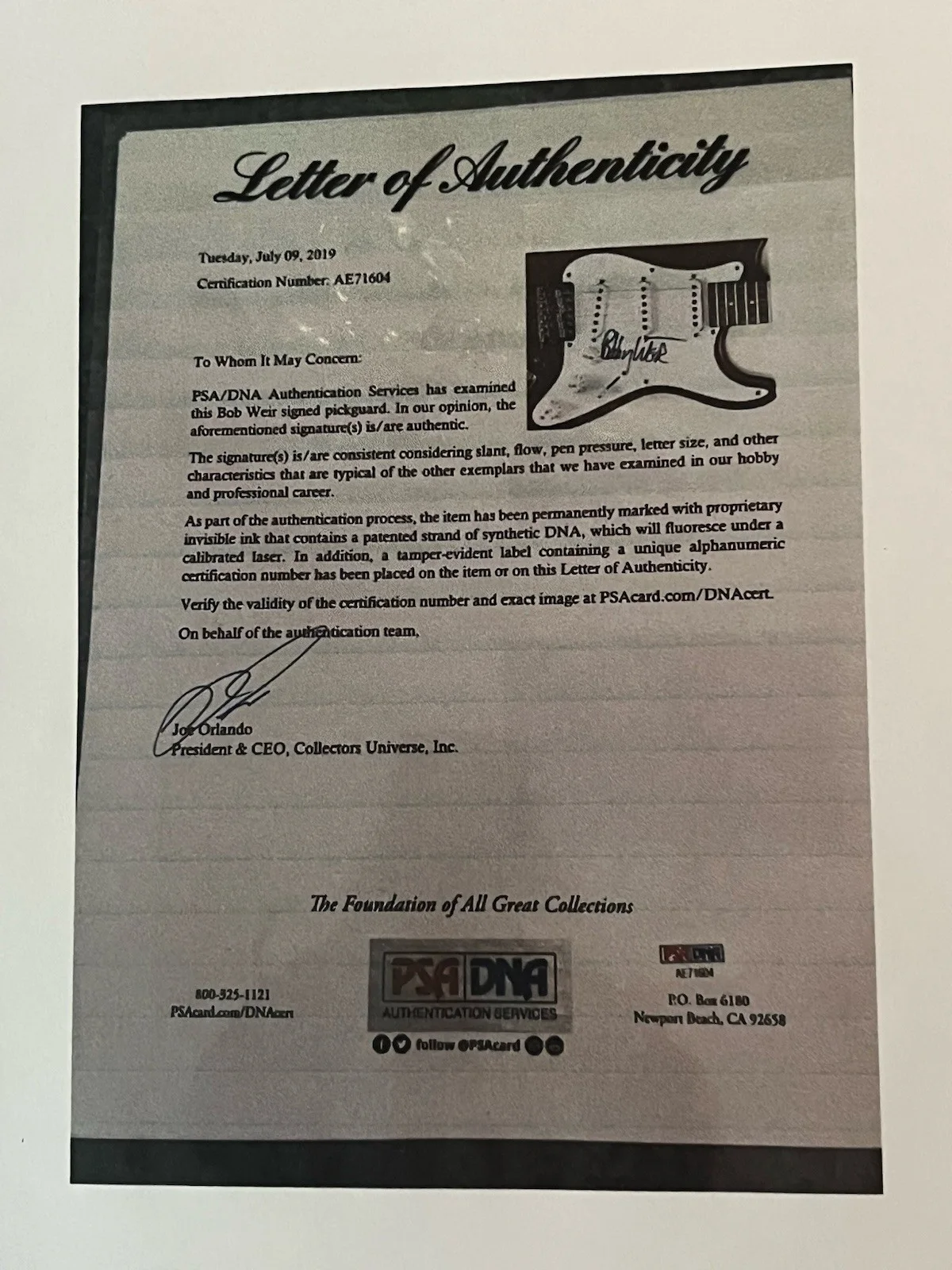 Grateful Dead Signed Bobby Weir Custom Wrapped Fender Strat Guitar PSA/DNA MINT!, image 4