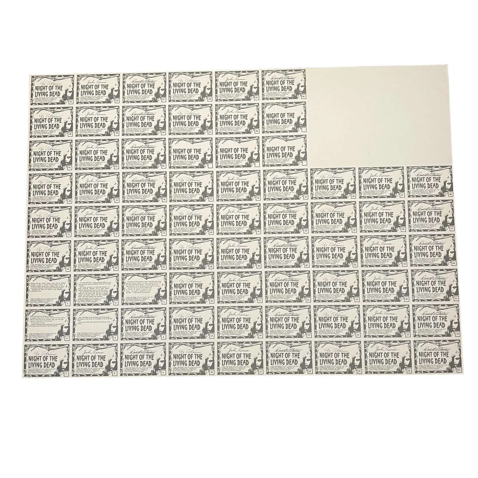 George A. Romero — Night Of The Living Dead Signed 1988 Uncut Card Sheet George Romero John Russo, изображение 2