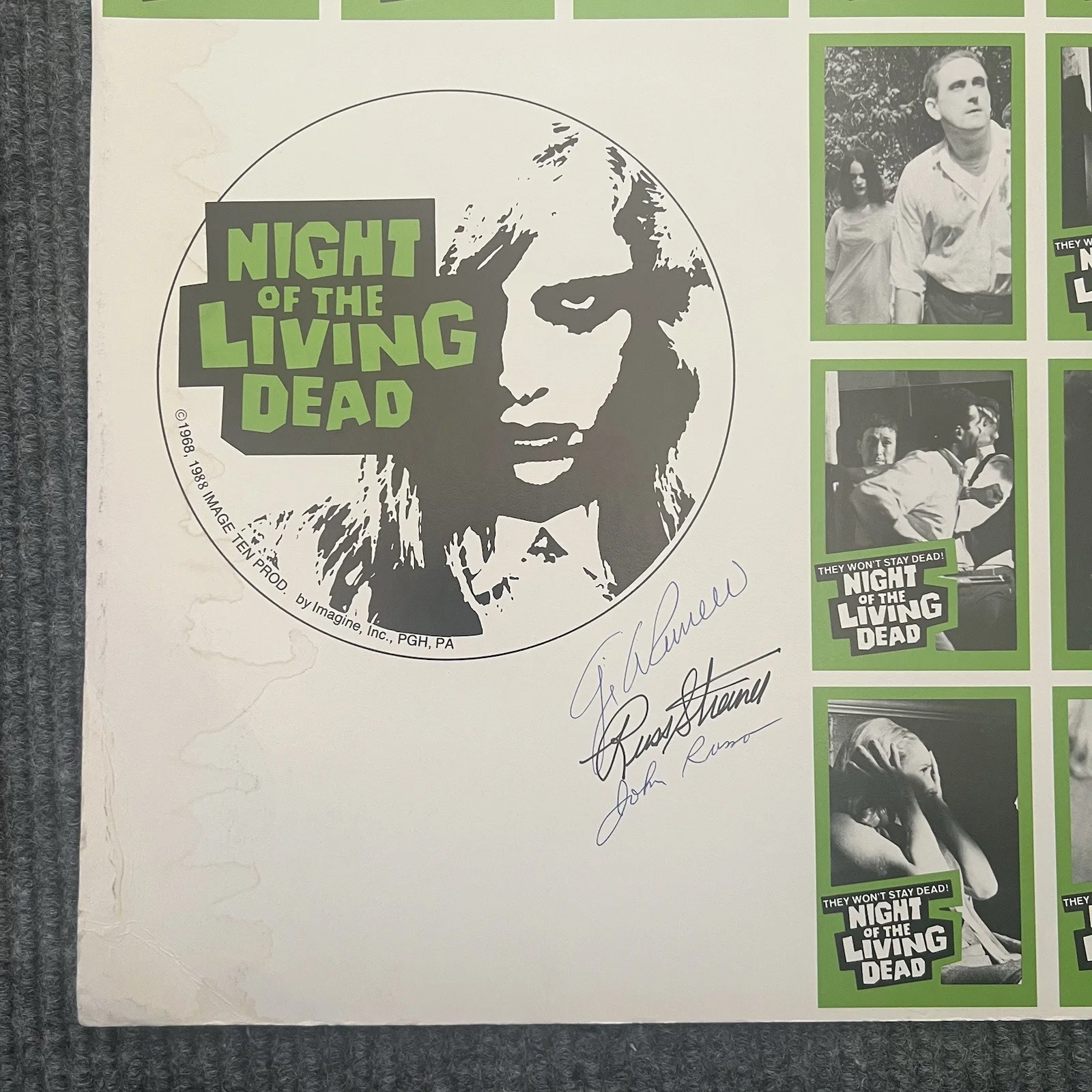 George A. Romero — Night Of The Living Dead Signed 1988 Uncut Card Sheet George Romero John Russo, изображение 3