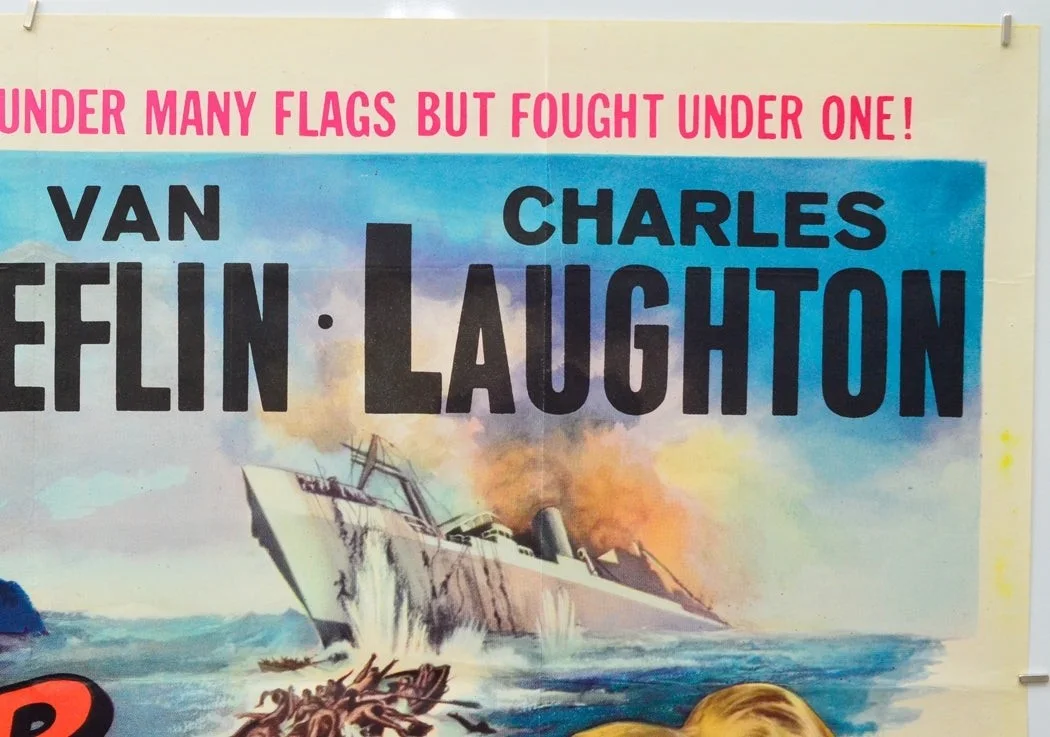 UNDER TEN FLAGS (1960) Original Cinema Quad Poster - Van Heflin Charles Laughton, image 3