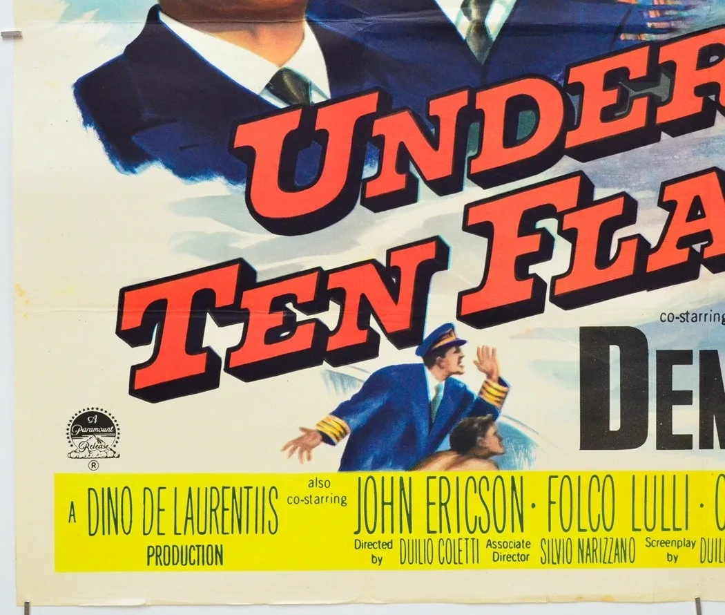 UNDER TEN FLAGS (1960) Original Cinema Quad Poster - Van Heflin Charles Laughton, image 4