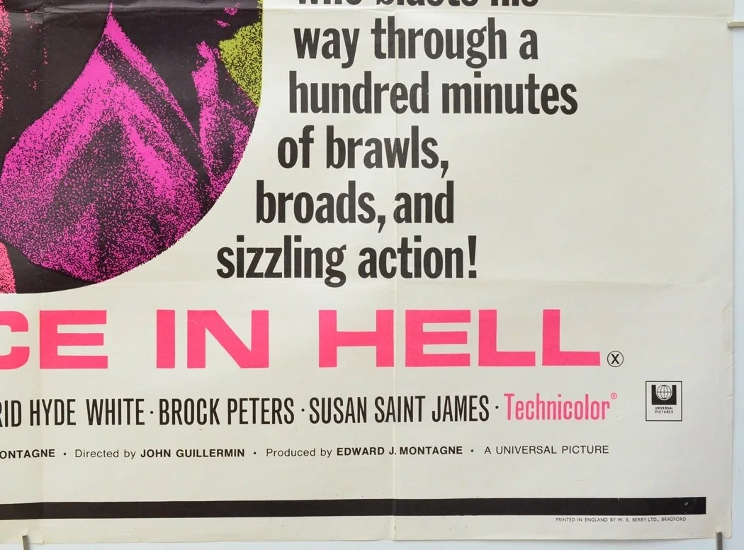 NEW FACE IN HELL (1970) Original Cinema Quad Movie Poster (P.J.) George Peppard, изображение 5