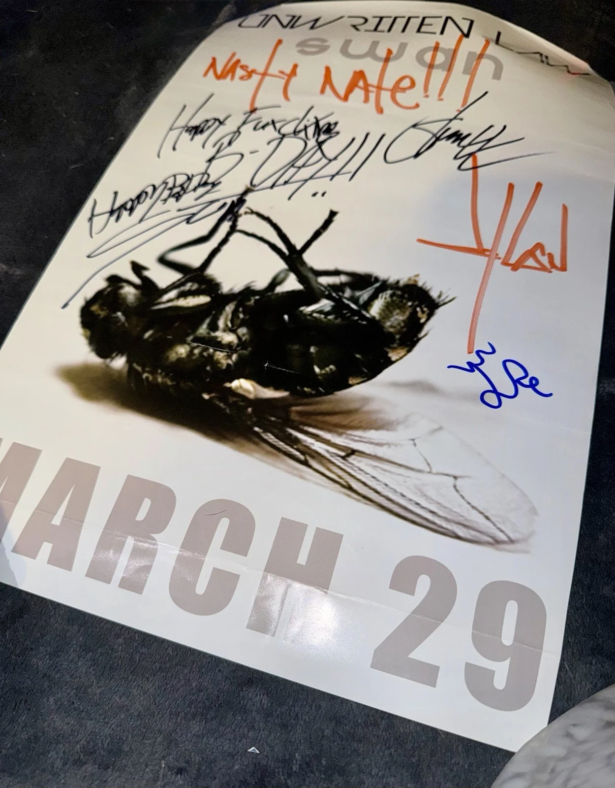 Unwritten Law 18x24 SIGNED Tour Poster 2002 Personalized To Nate, image 2