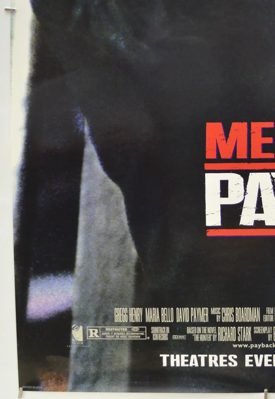 PAYBACK (1998) Original One Sheet Movie Poster - Mel Gibson, Gregg Henry (SS), image 4