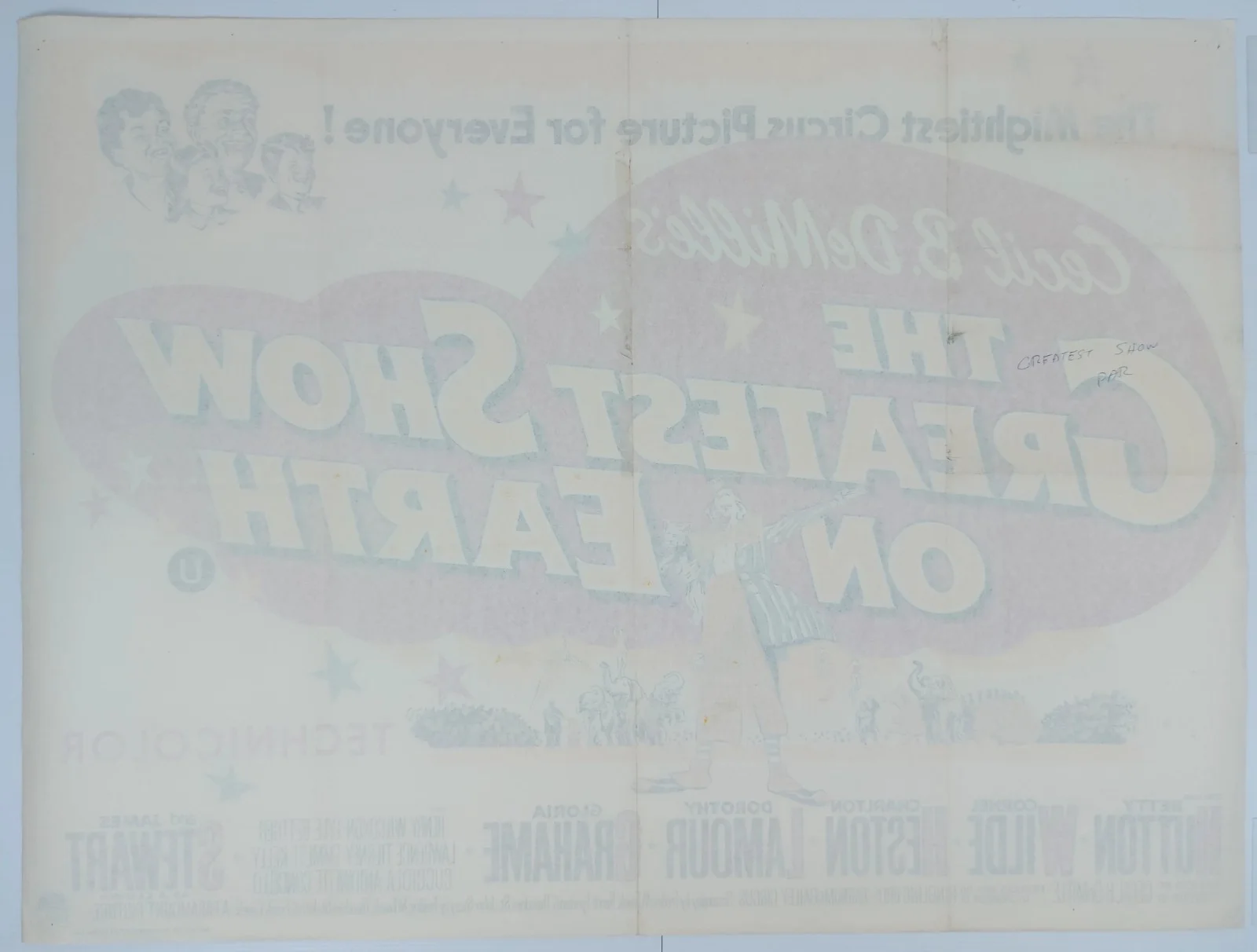 ORIGINAL THE GREATEST SHOW ON EARTH UK QUAD FILM POSTER 1952, изображение 3