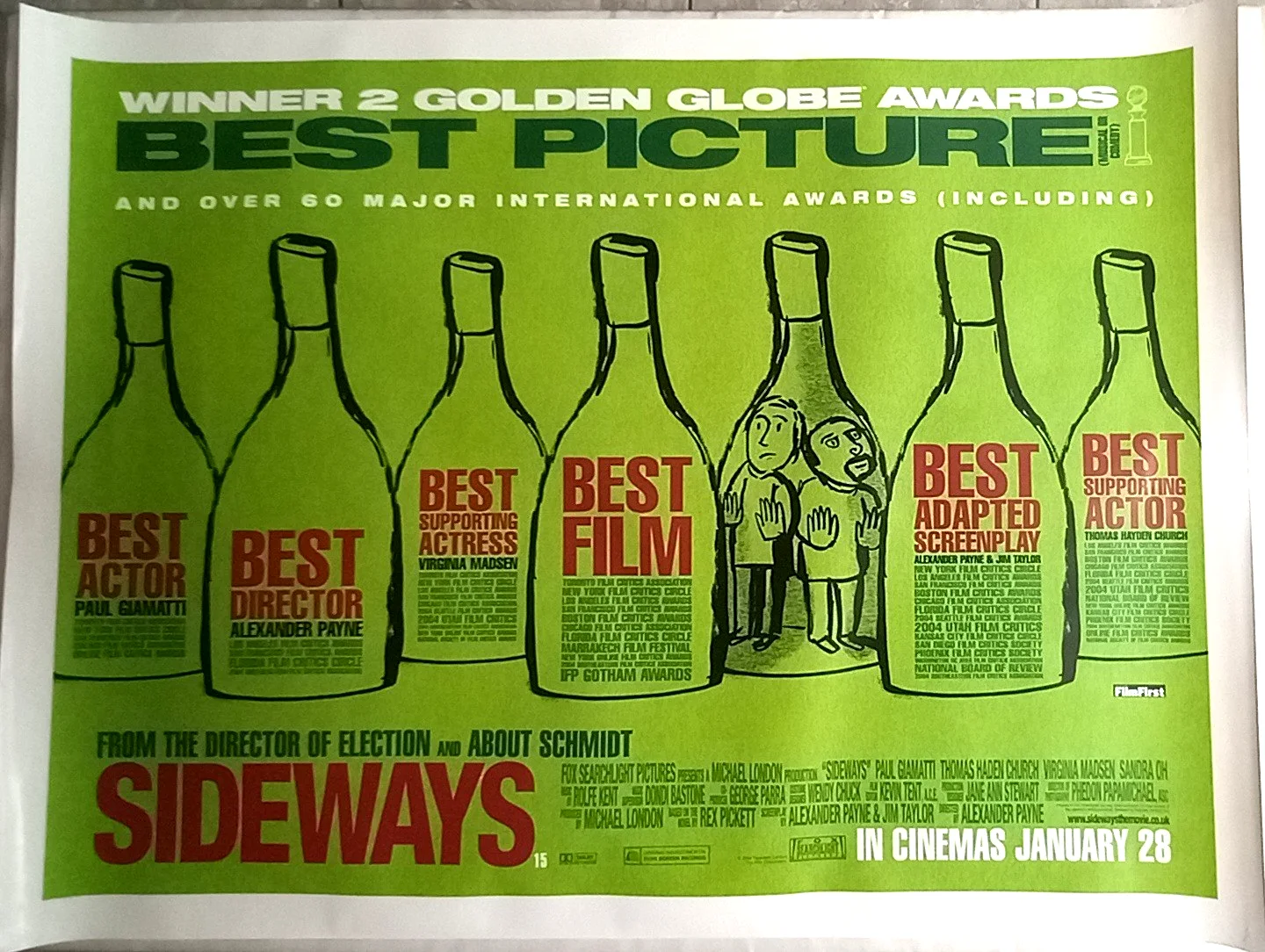Sideways (2004) Used D/S UK Quad Poster, Paul Giamatti, Thomas Haden Church, image 2
