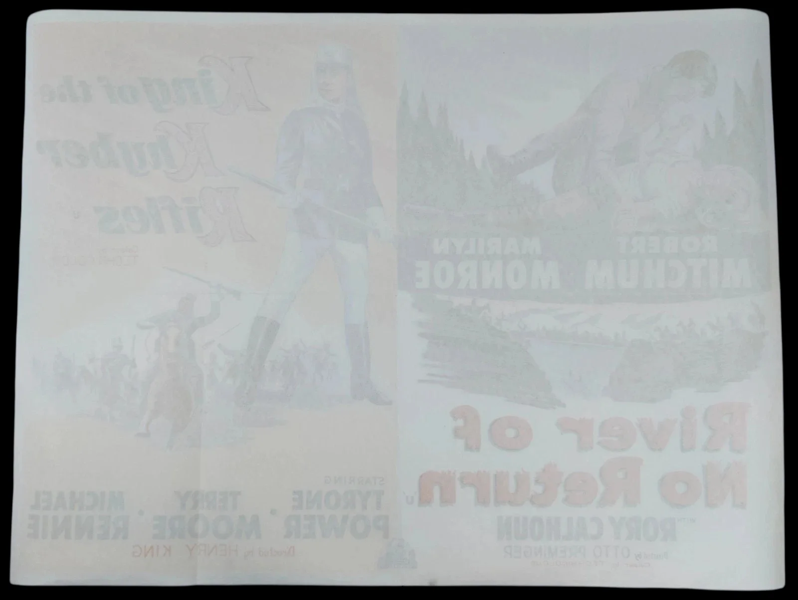 ORIGINAL RIVER OF NO RETURN & KING OF THE KHYBER RIFLES UK QUAD POSTER 1960, изображение 2