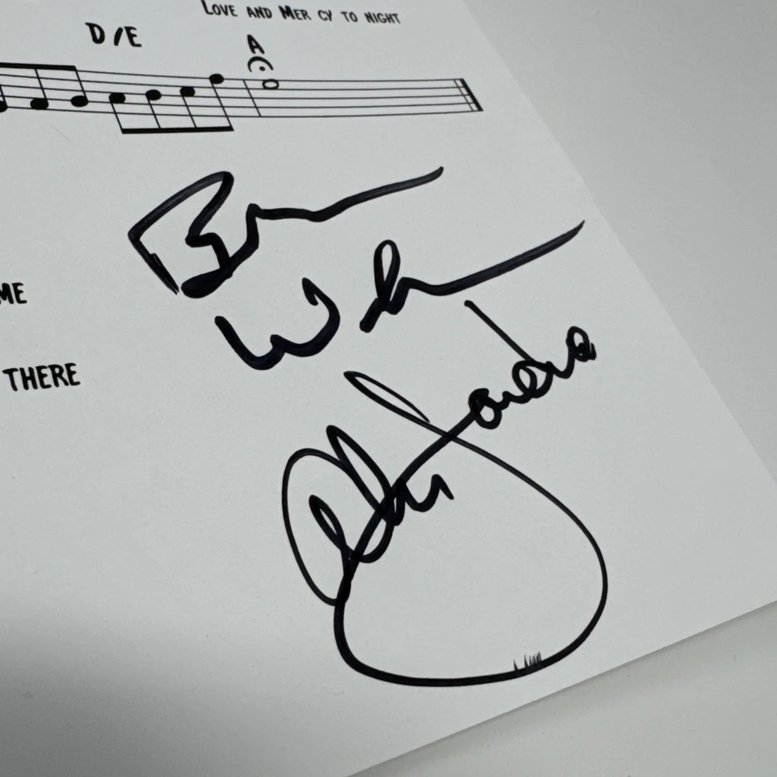Brian Wilson, Al Jardine And Blondie Chaplin Signed Love And Mercy Sheet Music, изображение 3
