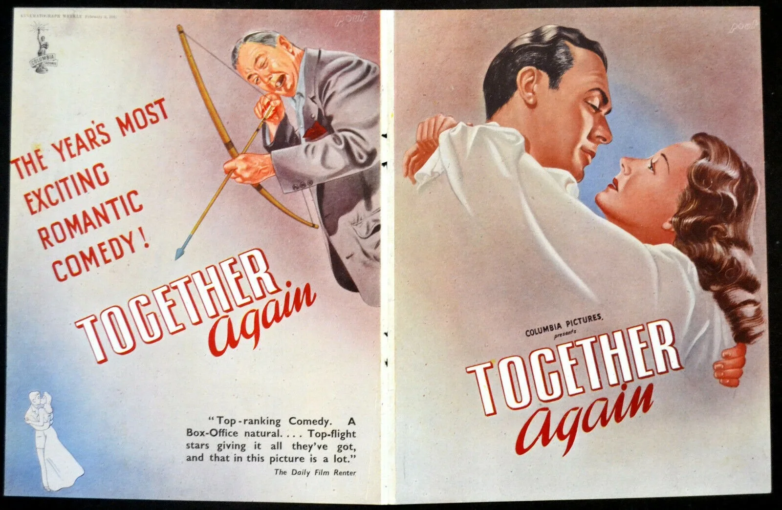 TOGETHER AGAIN 1944 Irene Dunne, Charles Boyer, Charles Coburn TRADE ADVERT, image 2
