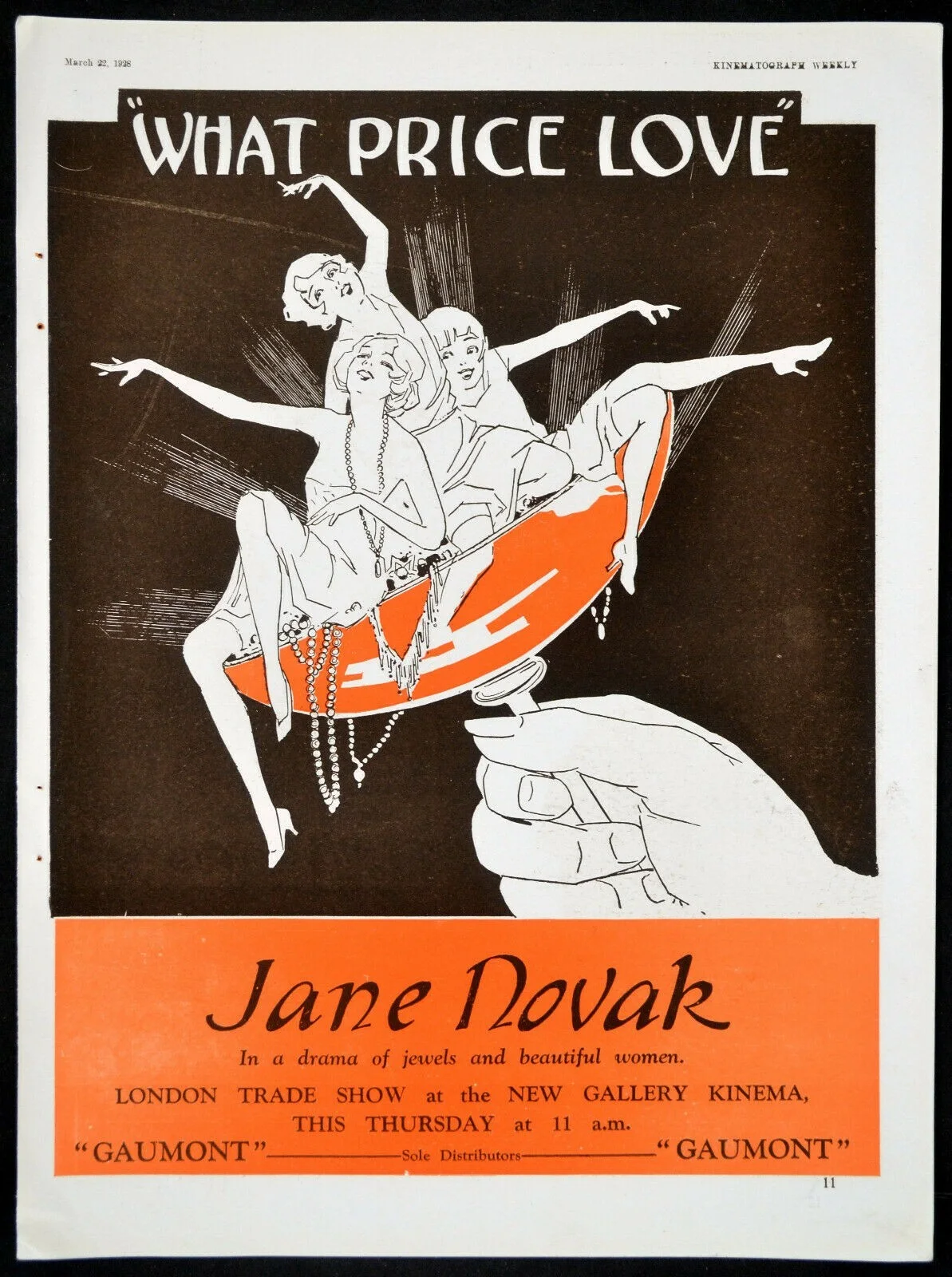 PARISIENNES 1928 Miles Mander WHAT PRICE LOVE? Jane Novak TRADE ADVERT, изображение 3