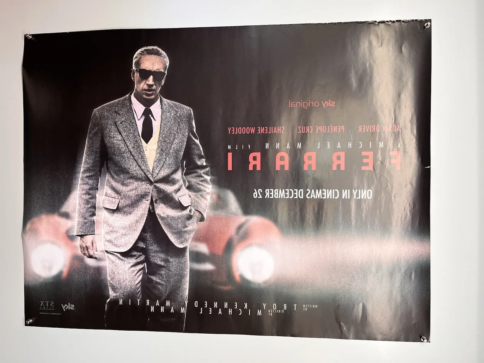 Ferrari Movie Poster Jack O'Connell Adam Driver Original Promotional c. 2023, image 2