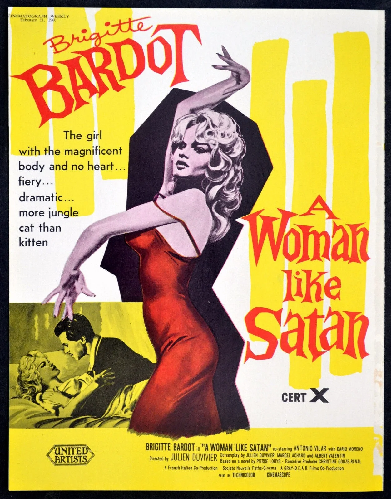 GOLIATH AND THE BARBARIANS 1959 Reeves A WOMAN LIKE SATAN Bardot TRADE ADVERT, изображение 2