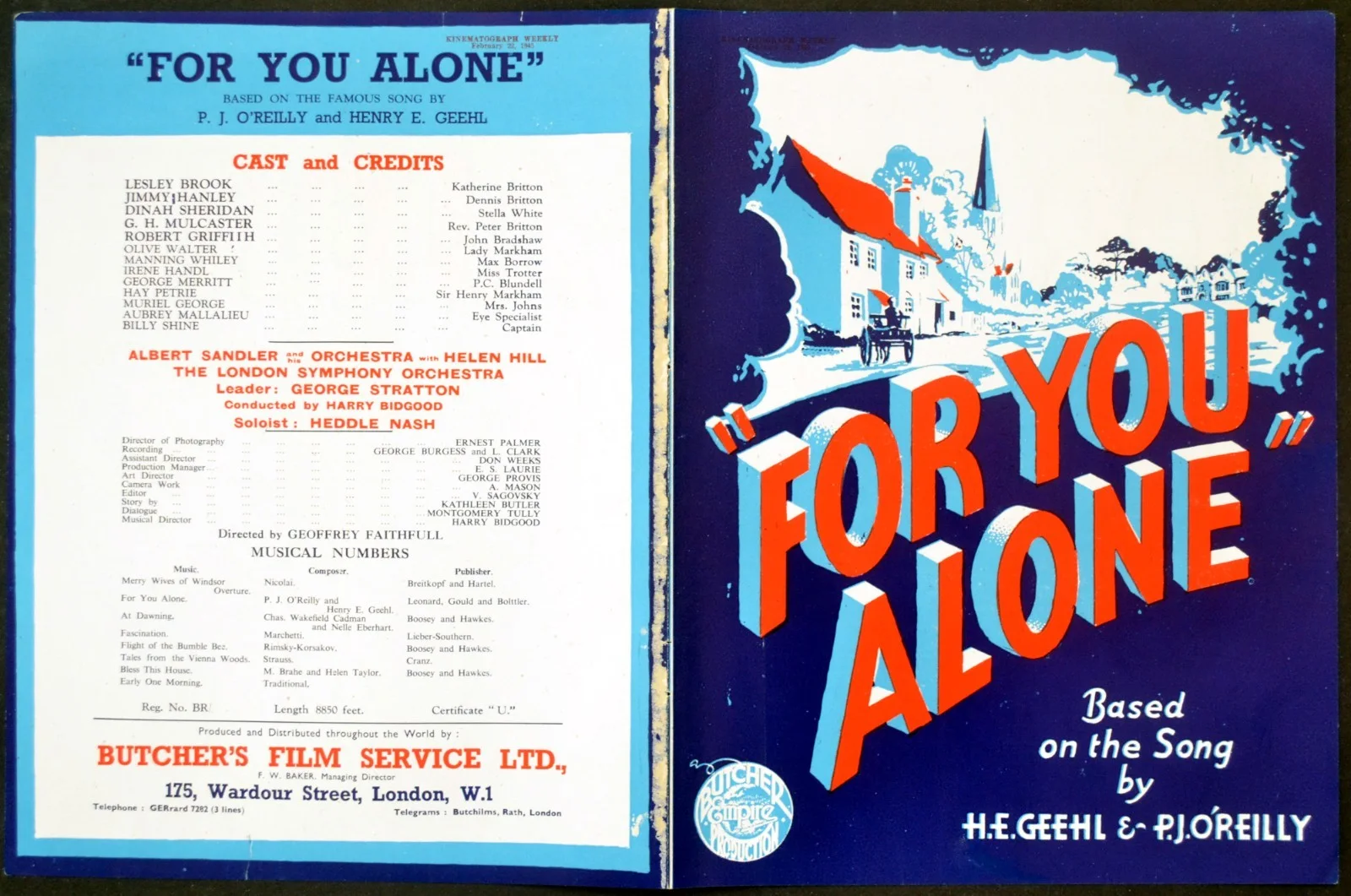 FOR YOU ALONE 1945 Lesley Brook, Jimmy Hanley, Dinah Sheridan TRADE ADVERT, image 2