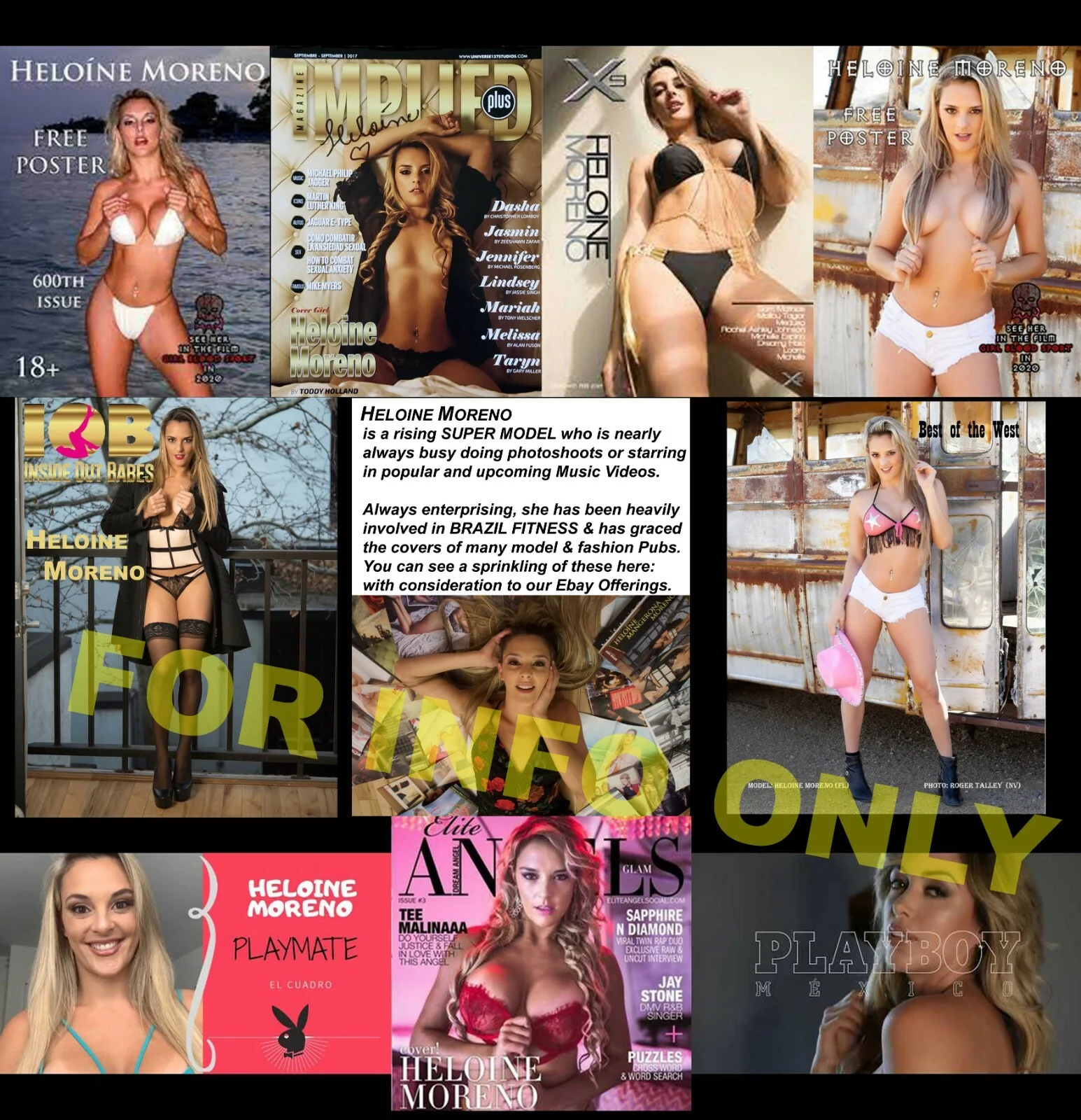 Heloine Moreno: Playboy Playmate Signed 8.5x11 Photo LOT OF 2, изображение 2