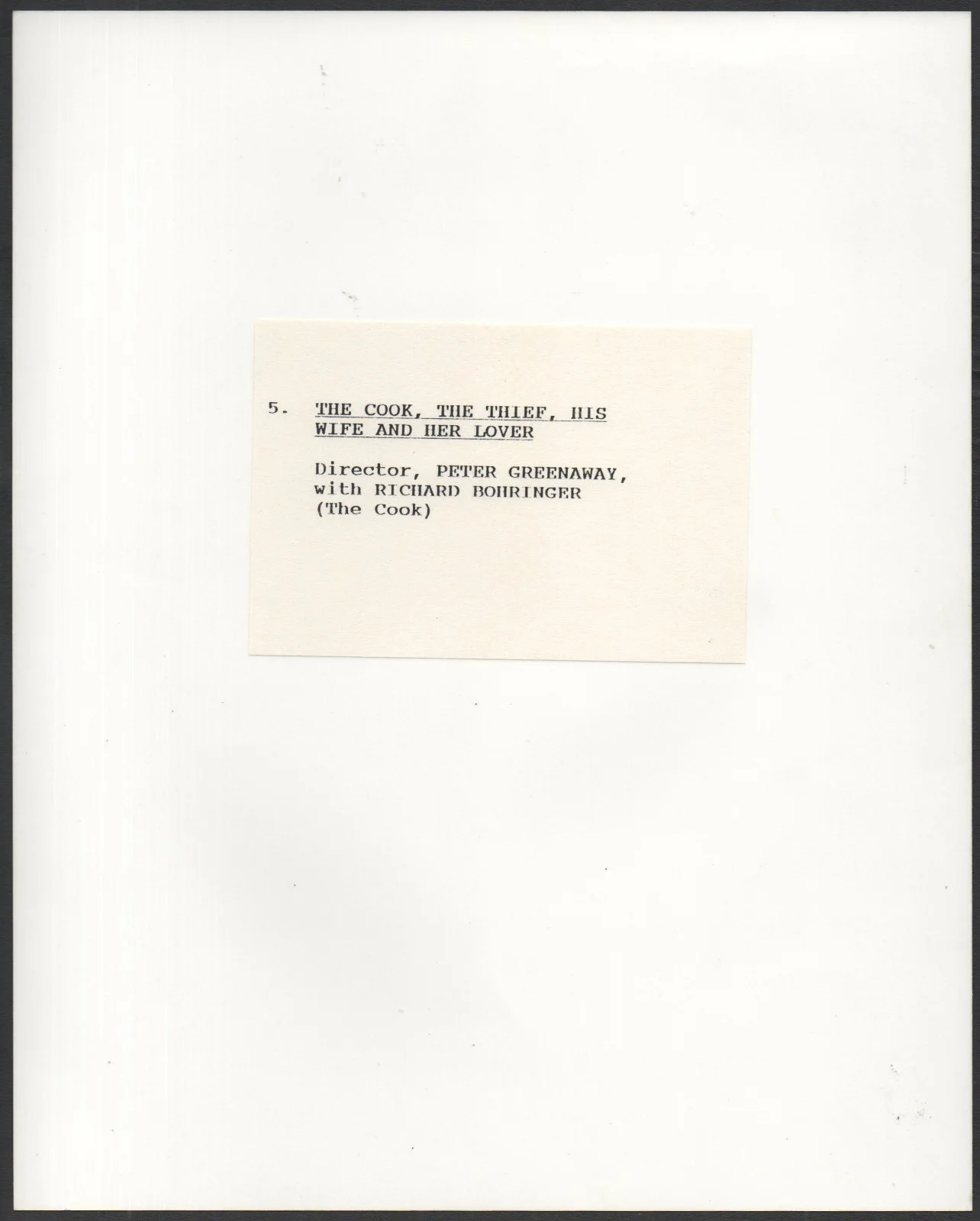 COOK, THE THIEF, HIS WIFE AND HER LOVER 1989 Peter Greenaway 10x8 STILL, изображение 2