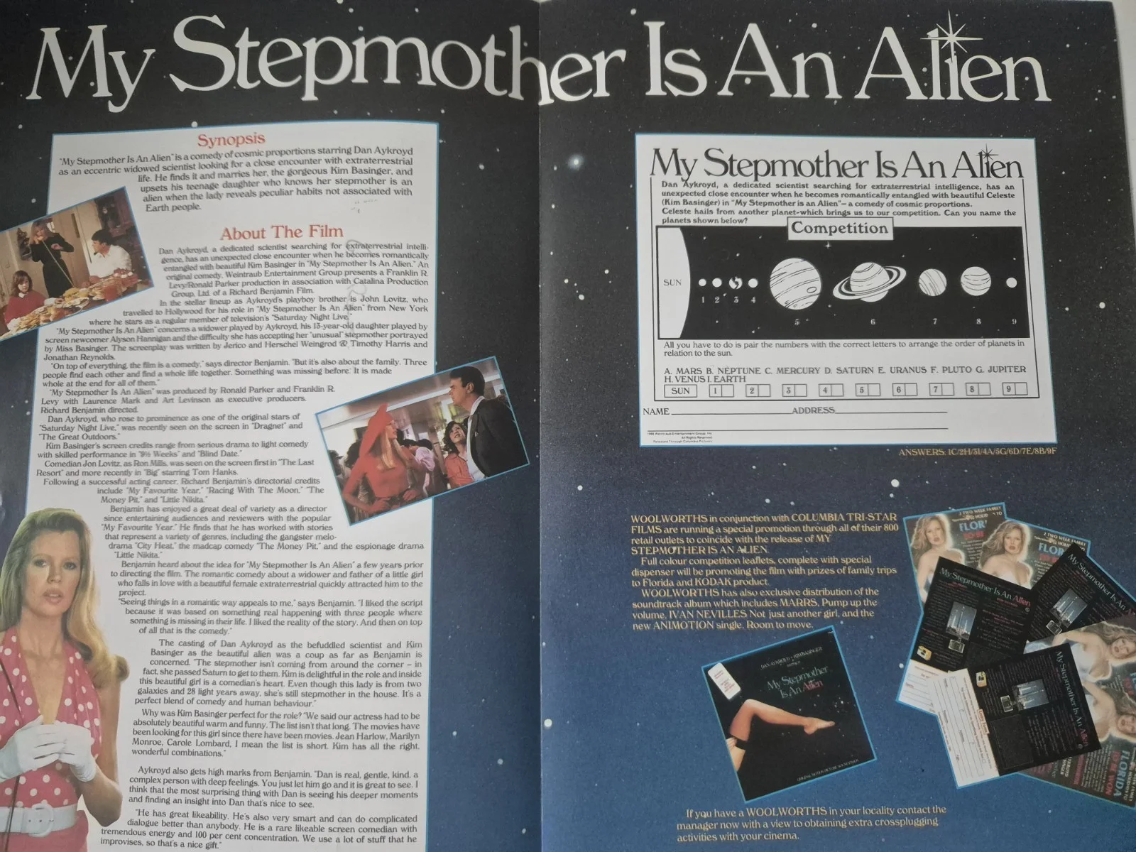 My Stepmom Is An Alien ABC Cinema Theatre Promotional 1980s Sticker Kim Basinger, изображение 5