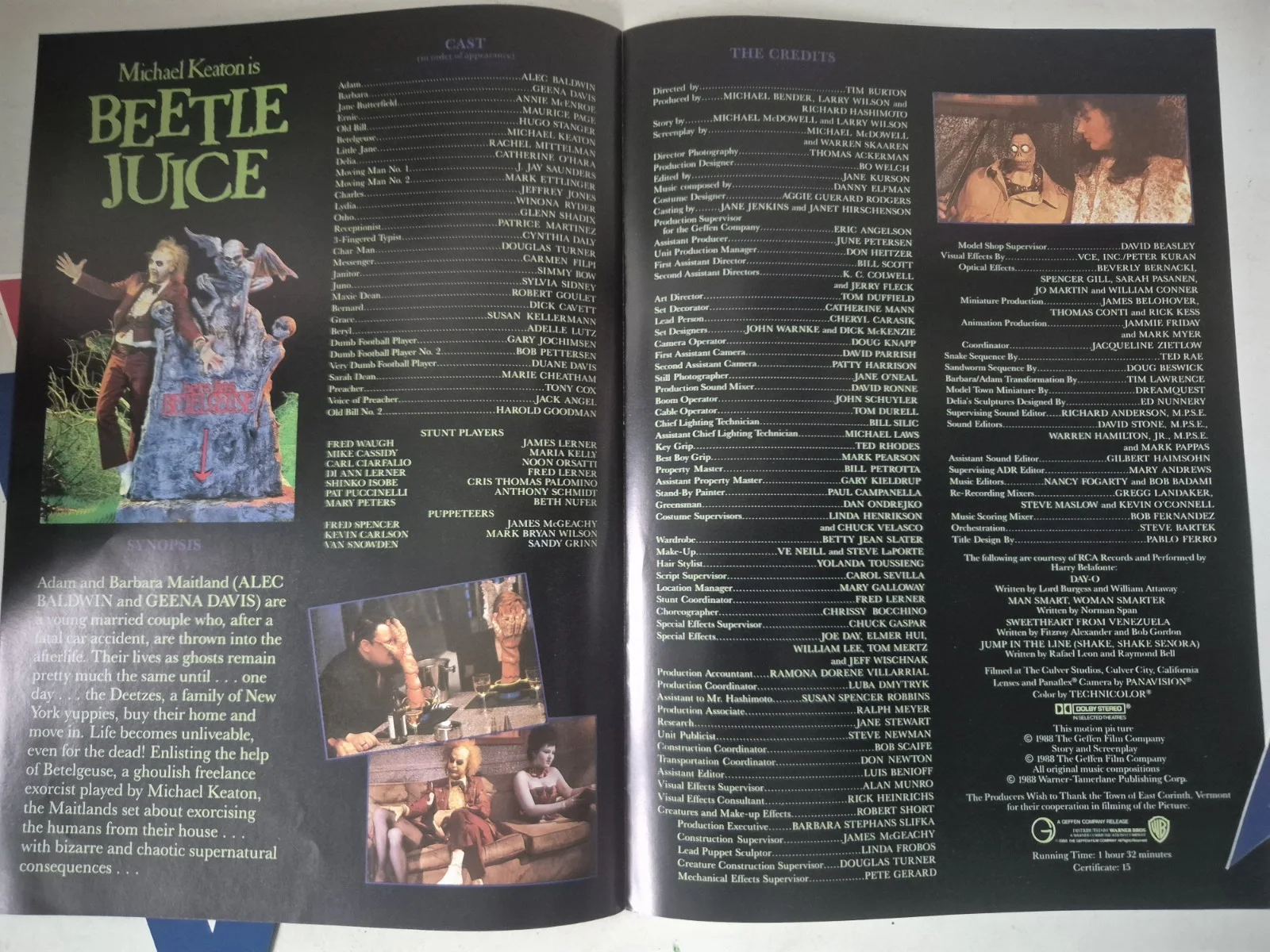 Beetlejuice Synopsis Booklet ABC Cinema Theatre Promotional 1980s Stickers, изображение 2