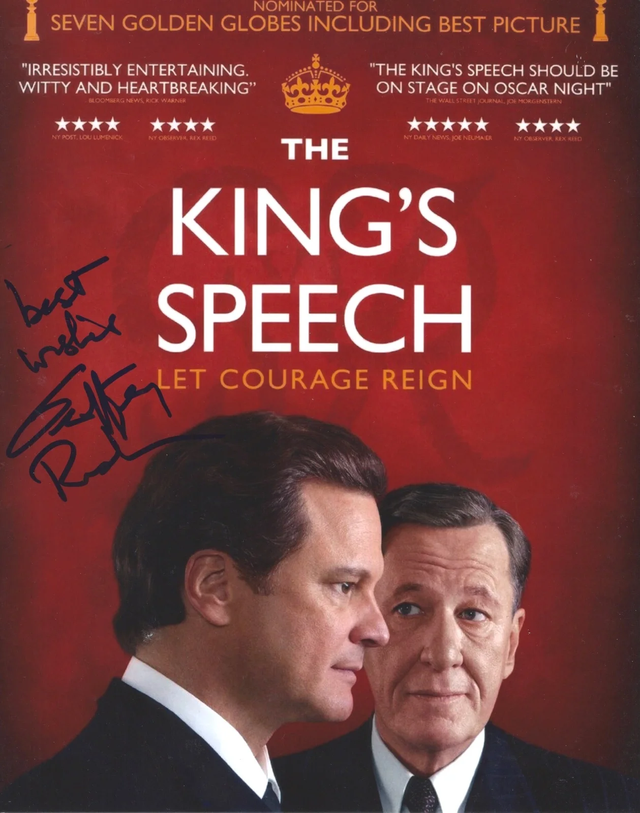 Geoffrey Rush — Geoffrey Rush signed King's Speech 8x10 Photo. “Best Wishes” Oscar Winner