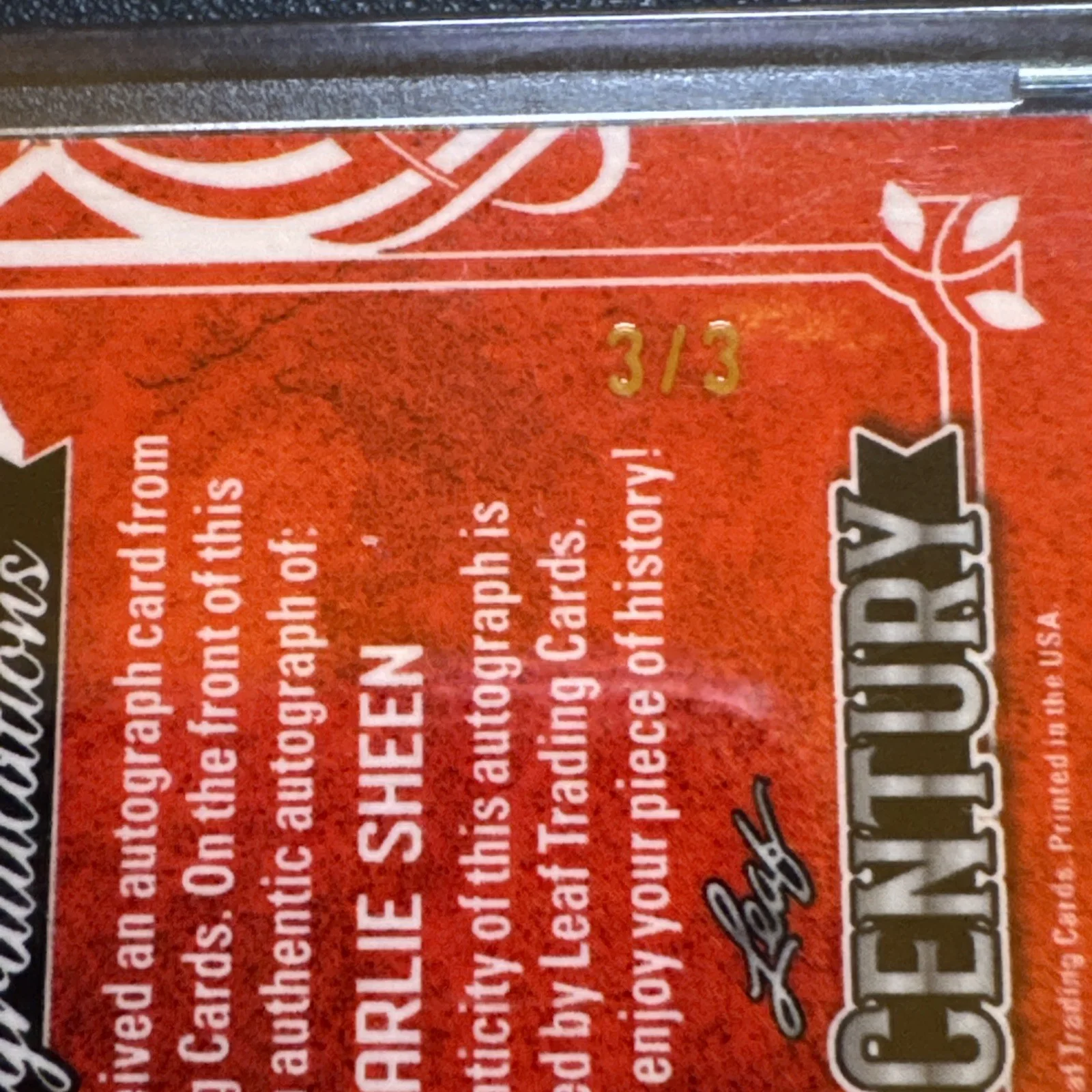 Charlie Sheen — Charlie Sheen 2024 Leaf Metal Pop Century Scripted "Bud Fox" Autograph Auto 3/3, image 4