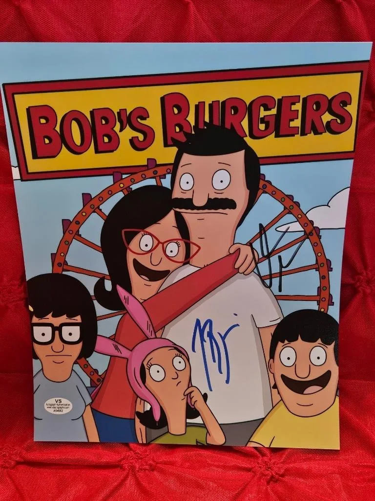 H. JOHN BENJAMIN & KRISTEN SCHAAL — JON H BENJAMIN KRISTEN SCHAAL DUAL CAST SIGNED 8X10 PHOTO BOB'S BURGERS COA