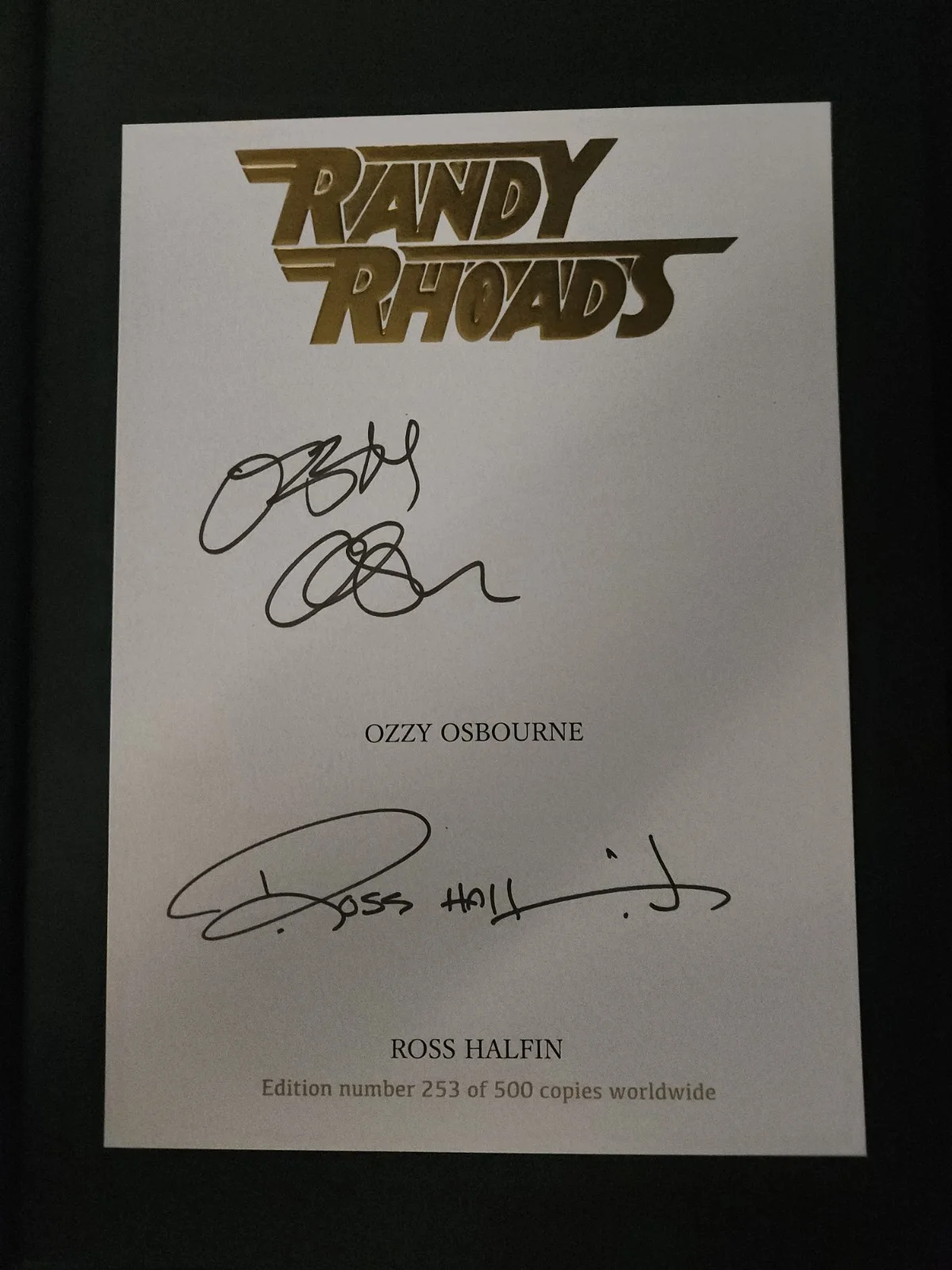 Randy Rhoads by Ross Halfin Signed by OZZY & ROSS (Deluxe Leather Edition), image 3