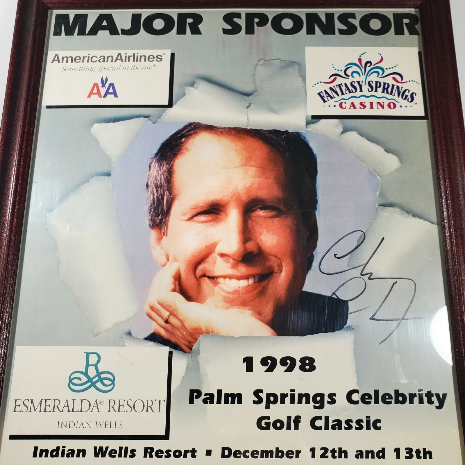 1998 Palm Springs Celebrity Golf Classic Poster Chevy Chase Autograph 19x13, image 2