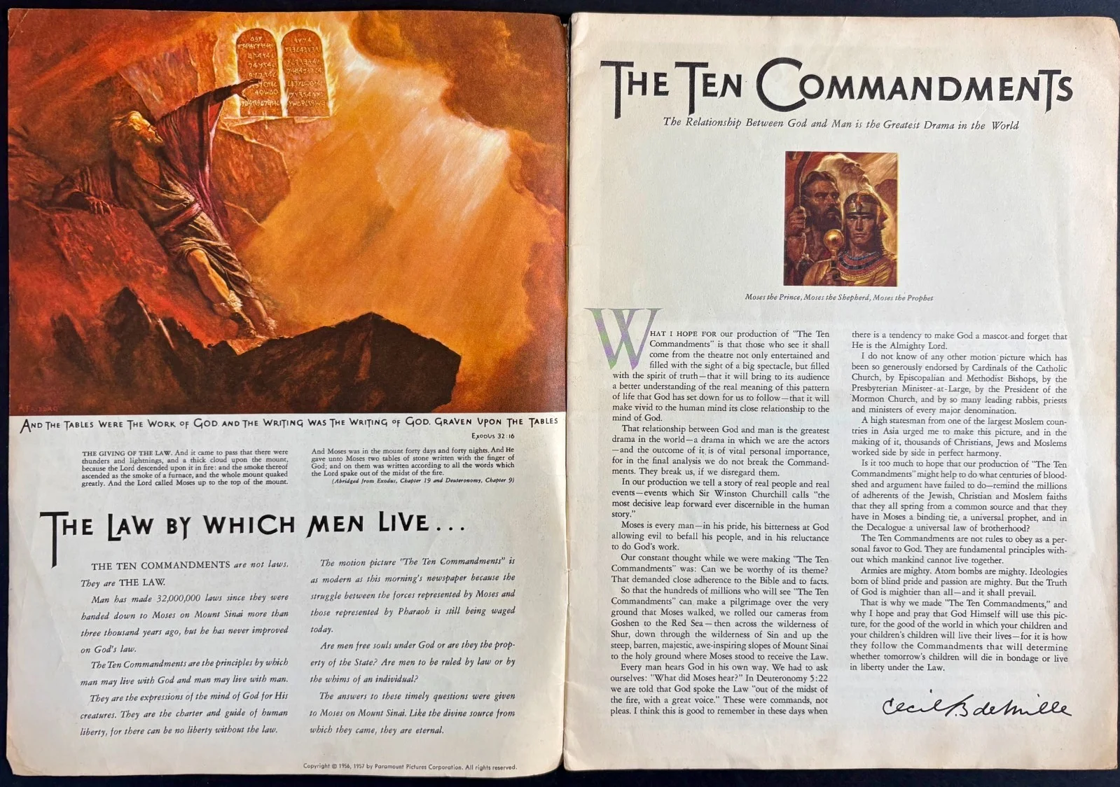 Ten Commandments ORIGINAL Film Brochure Charlton Heston Yul Brynner DeMille 1956, image 2