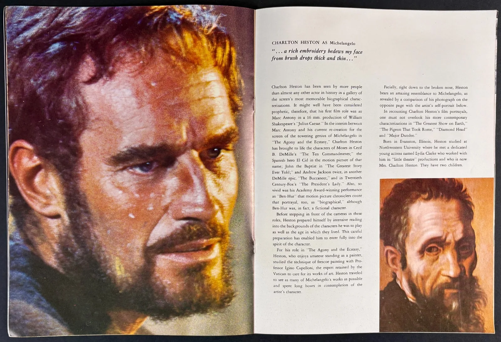 Agony and the Ecstasy ORIGINAL Film Brochure Charlton Heston Rex Harrison 1965, изображение 3