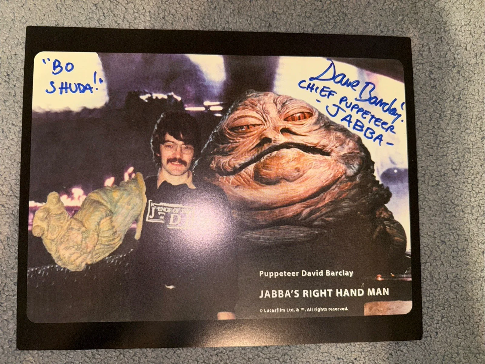 Dave Barclay AUTOGRAPH SIGNED 8x10 Star Wars Jabba the Hutt, image 3