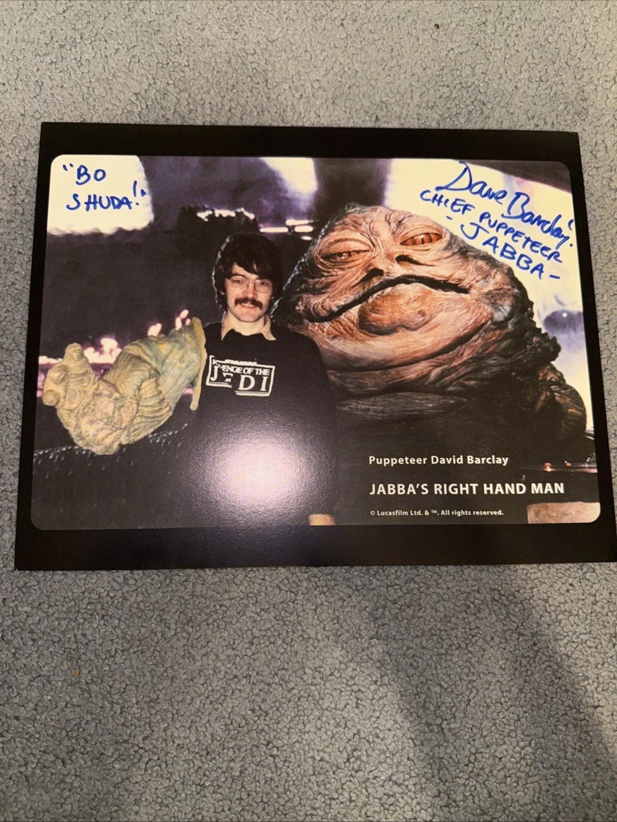 Dave Barclay AUTOGRAPH SIGNED 8x10 Star Wars Jabba the Hutt, image 5