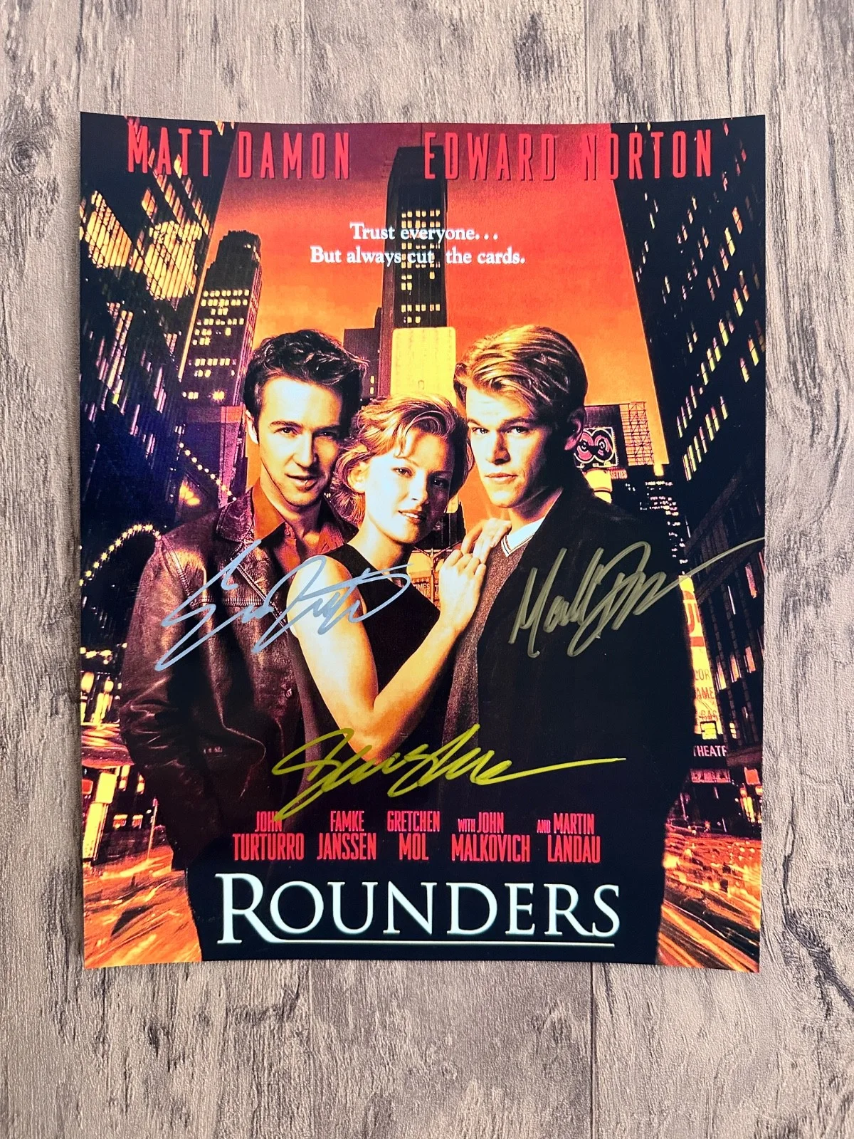 Gary Oldman, Keanu Reeves, Anthony Hopkins, Winona Ryder — Rounders – Signed 8×10 Movie Photo