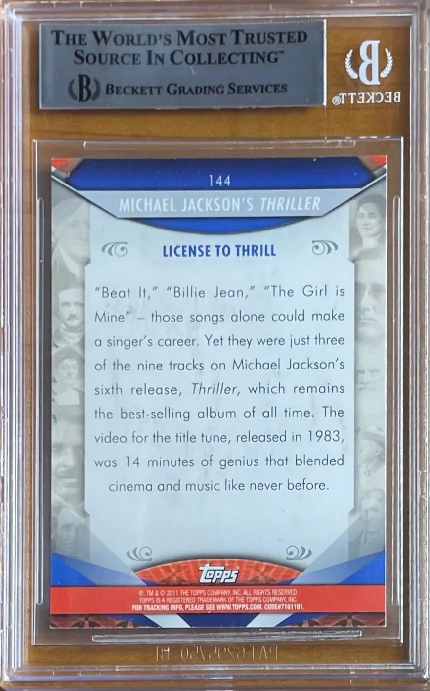 JOHN LANDIS — JOHN LANDIS SIGNED 2011 TOPPS AMERICAN PIE MICHAEL JACKSON 144 BGS BAS AUTOGRAPH, image 2