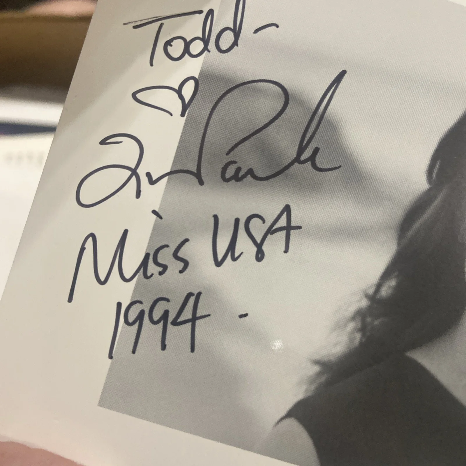 Lu Parker Miss USA Autographed 3.5x5.5 Picture 1994, image 2