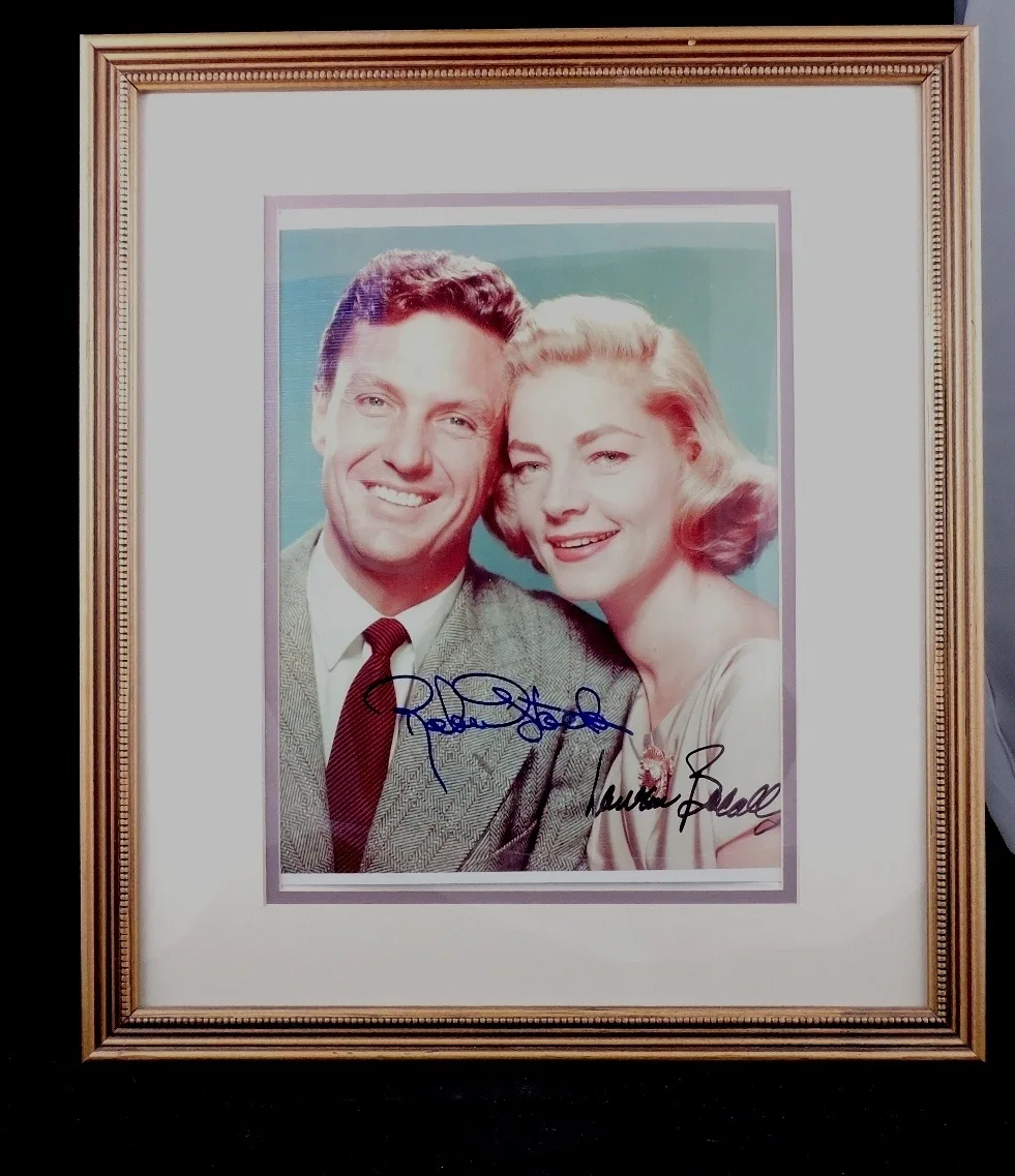 Robert Stack & Lauren Bacall — Lauren Bacall & Robert Stack The Gift of Love 8 x10 Color Photo Signed Frame COA