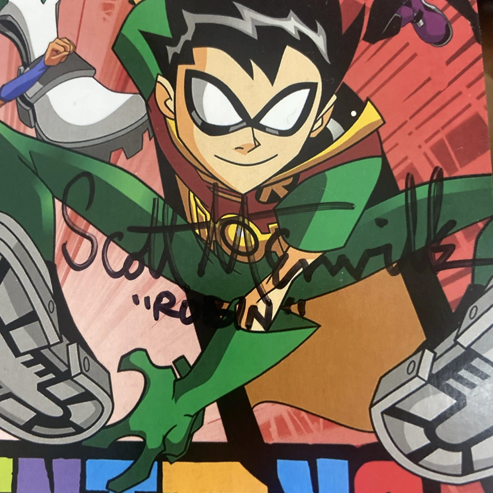 Scott Menville — Scott Menville "Teen Titans” Signed Autograph 5x7 postcard Photo Robin Titans Go, изображение 2