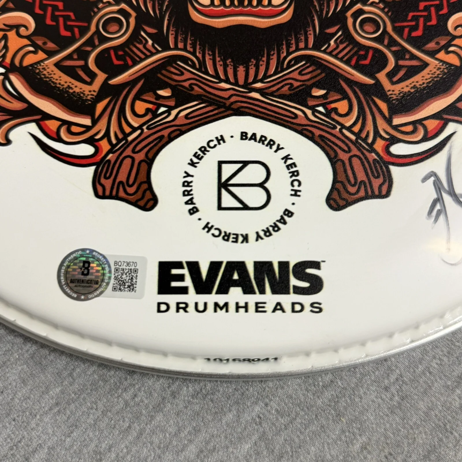 Barry Kerch Shinedown Signed Autographed Drumhead Beckett COA, image 2