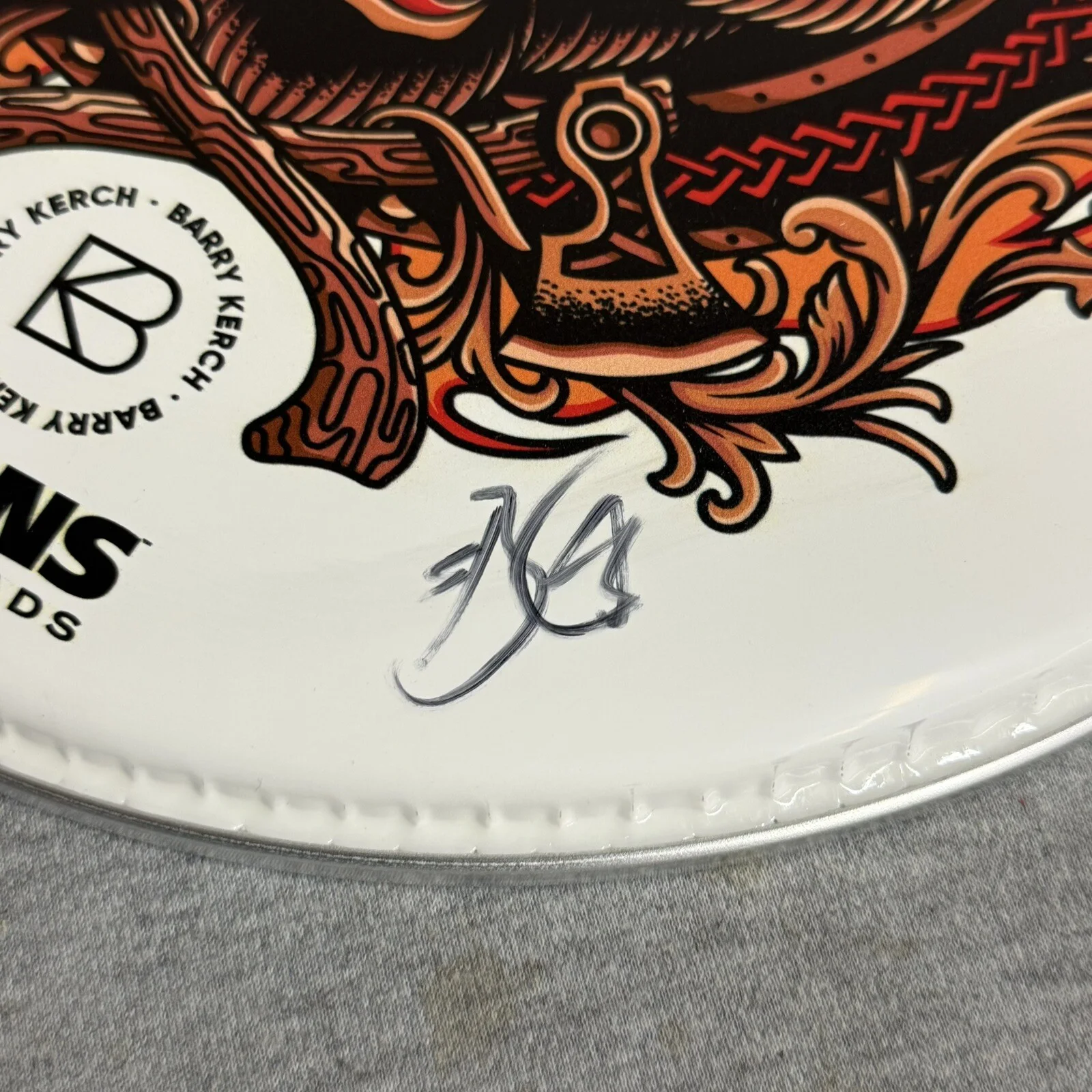 Barry Kerch Shinedown Signed Autographed Drumhead Beckett COA, image 4