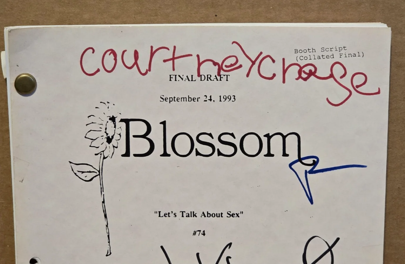 Mayim Bialik, Joey Lawrence, Jenna Von Oy, Finola Hughes — Blossom Cast Signed TV Script, Mayim Bialik, Joey Lawrence, Jenna Von Oy, image 3