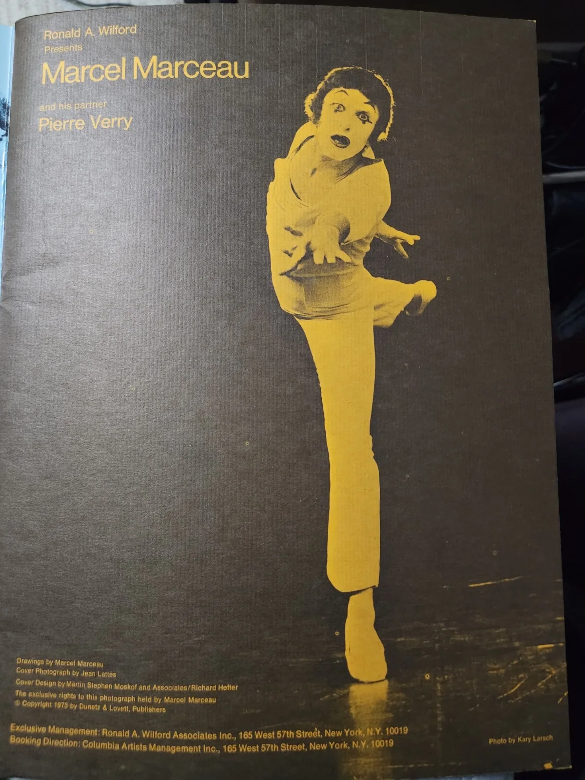 Marcel Marceau — 1974 Marcel Marceau Tour Program SIGNED & Inscribed Inside - Good Condition-Rare, image 5