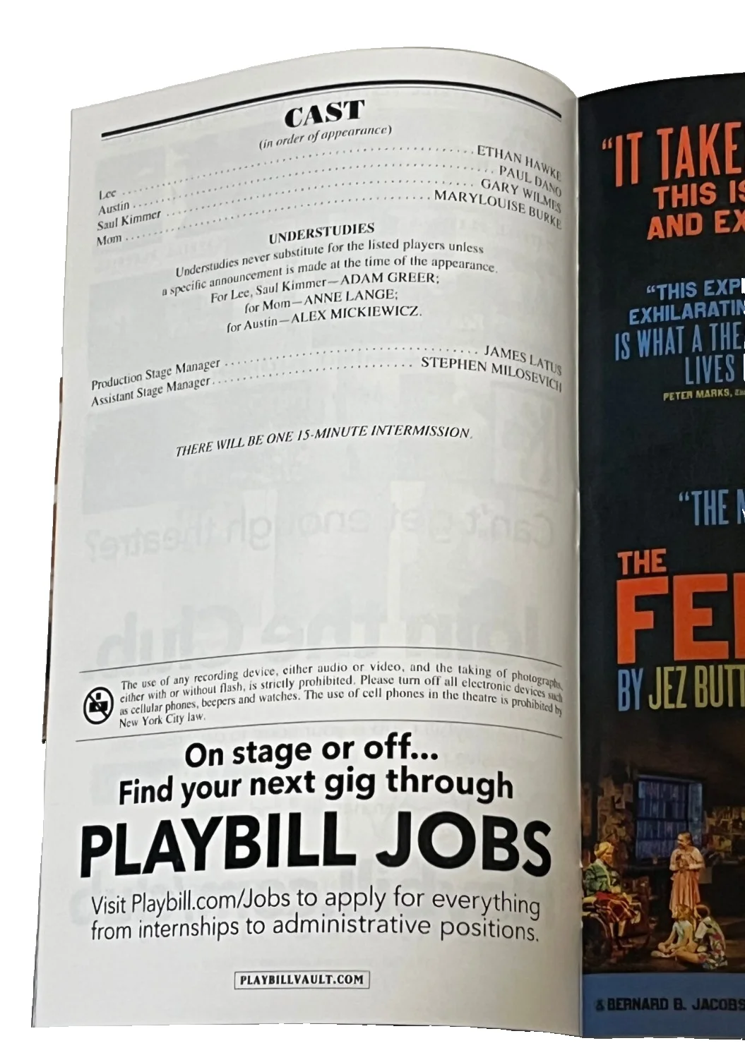Ethan Hawke & Paul Dano "True West" Opening Night January 24, 2019 Playbill, image 5
