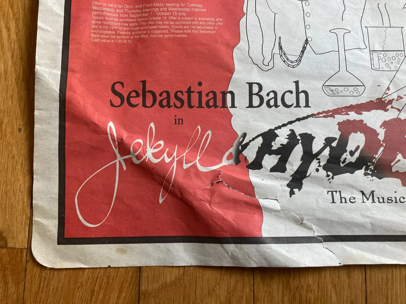 Sebastian Bach — Sebastian Bach Signed Autographed Jekyll & Hyde 11x14 McDonalds Placemat JG COA, изображение 3