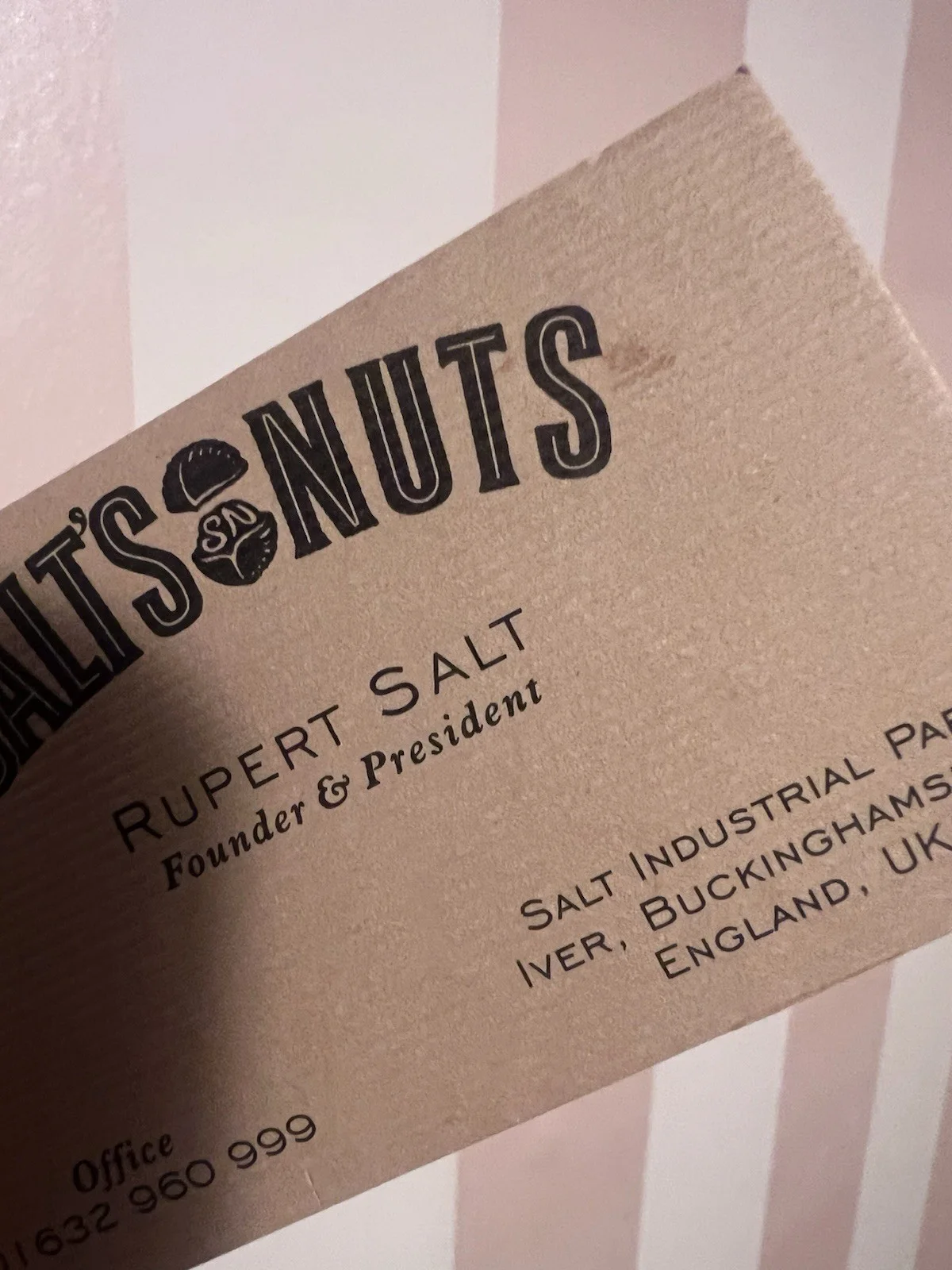 Charlie & The Chocolate Factory - SALTS NUTS BUSINESS CARD Movie Prop, изображение 3