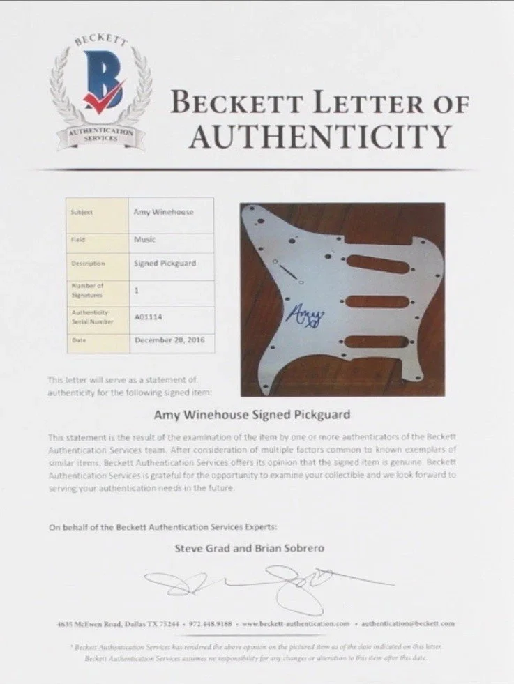 Amy Winehouse Signed Autograph ‘39 Inch Electric Guitar Beckett JSA LOA, изображение 5