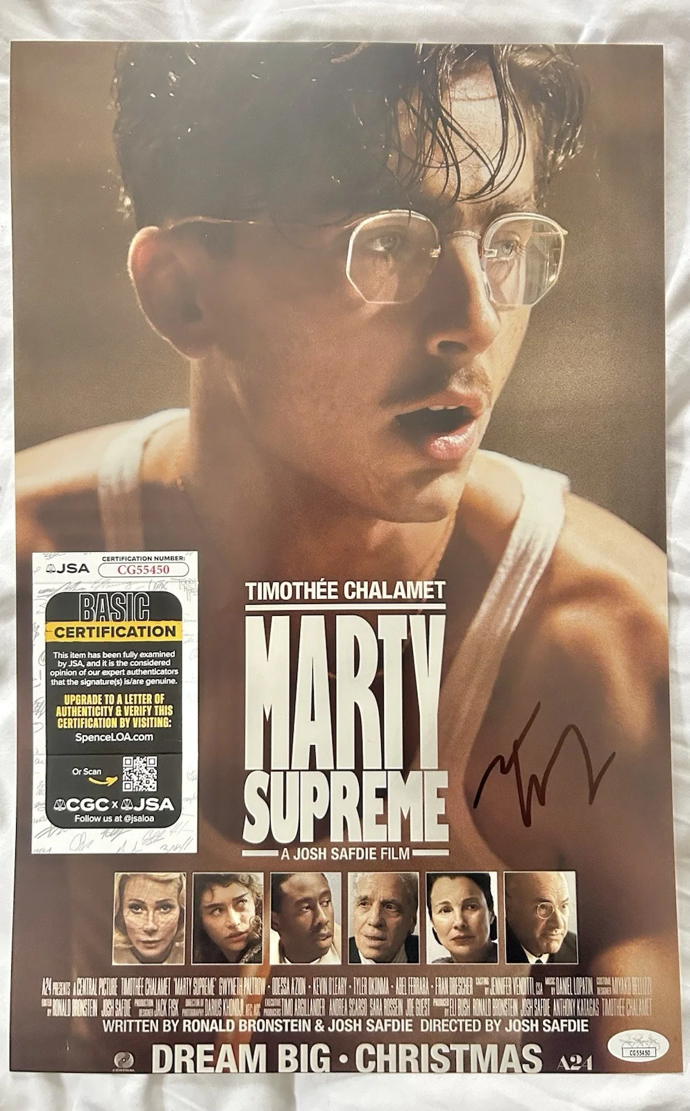 Timothee Chalamet — Timothee Chalamet Signed Marty Supreme 12x18 Poster Autographed JSA COA