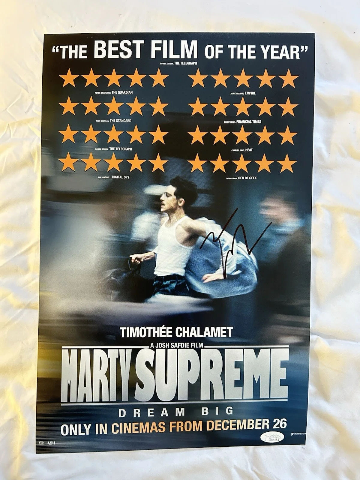 Timothee Chalamet — Timothee Chalamet Signed Marty Supreme 12x18 Poster Autographed JSA COA, изображение 2