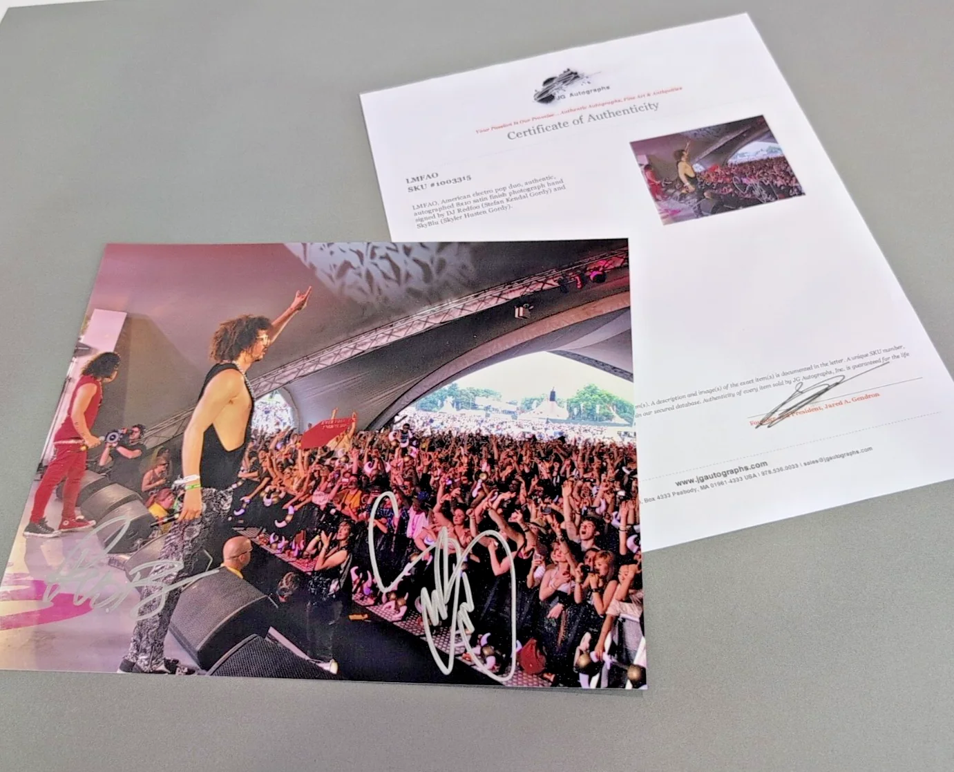 Lmfao — LMFAO Party Rock signed 8x10 photo JG Autographs + JSA COA Custom Frame, изображение 5