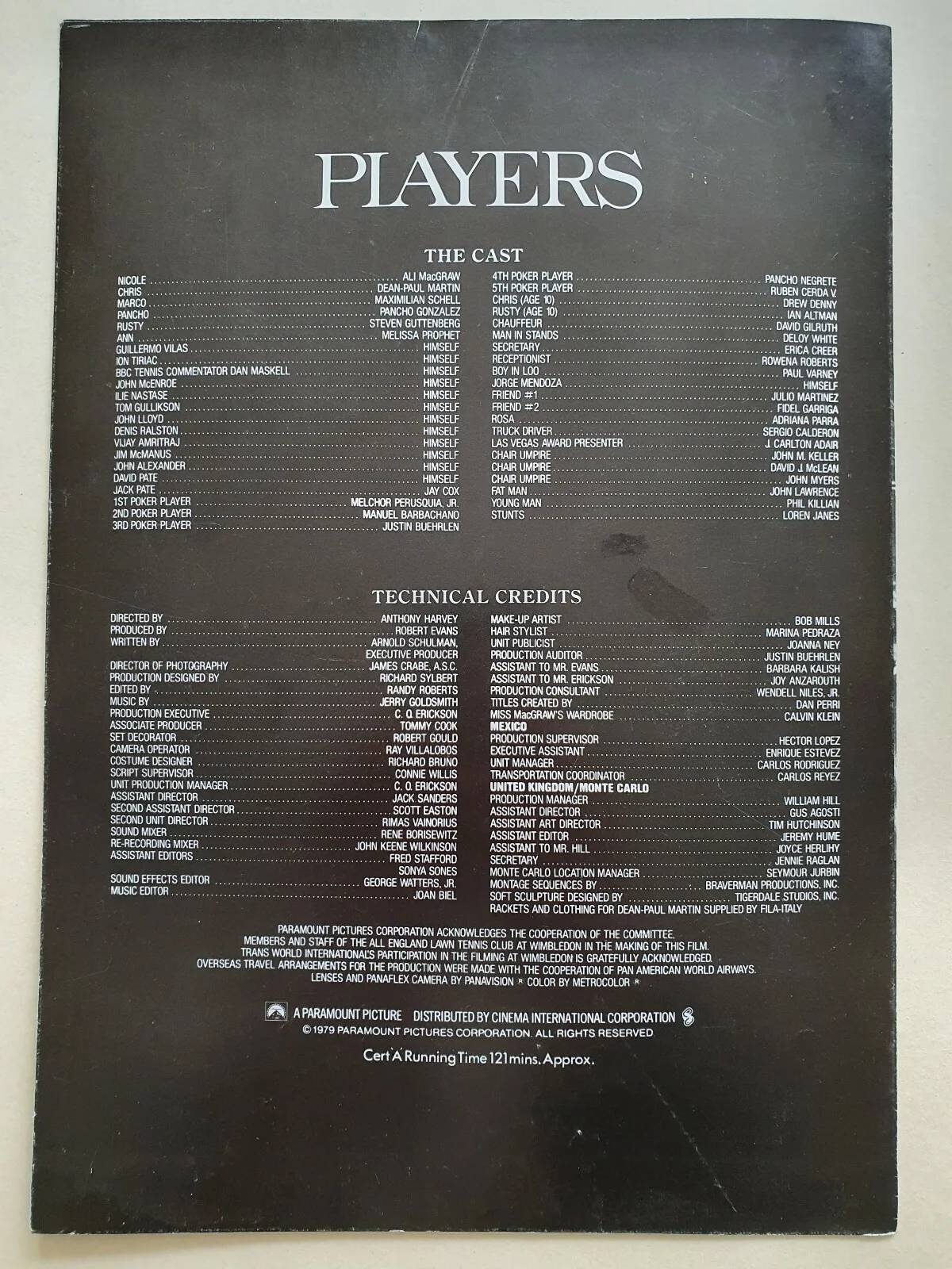 PLAYERS - VINTAGE SYNOPSIS BOOKLET - DEAN PAUL MARTIN, ALI MCGRAW, image 3