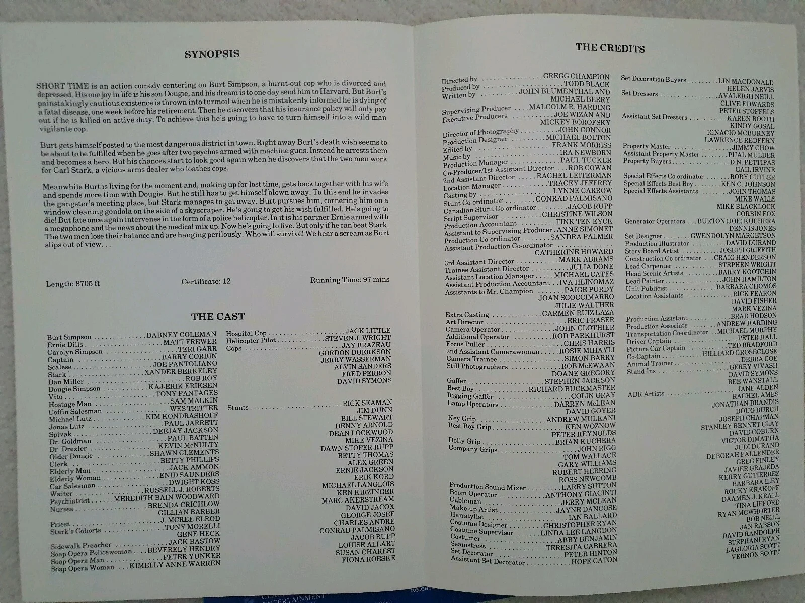 SHORT TIME - 2 VINTAGE PRESS INFORMATION SYNOPSIS BOOKLETS - DABNEY COLEMAN, image 2