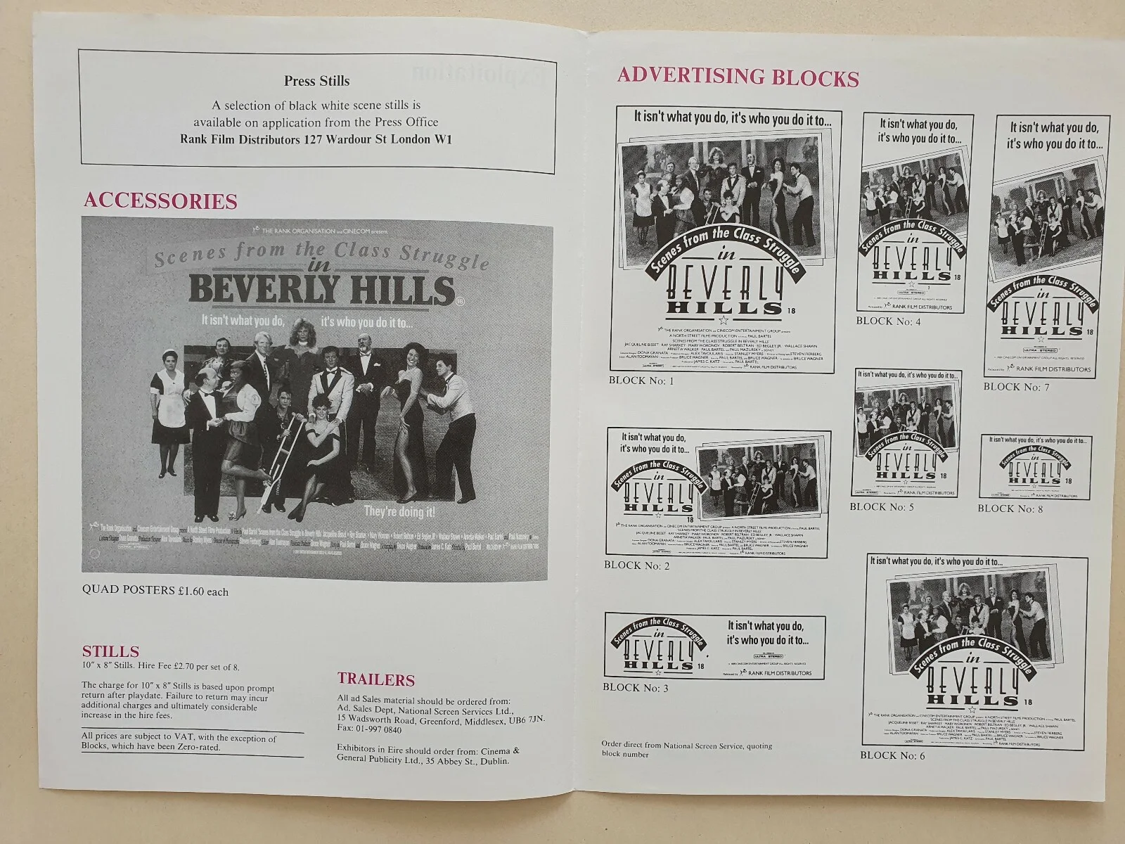 SCENES FROM THE CLASS STRUGGLE - VINTAGE ORIGINAL UK PRESSBOOK JACQUELINE BISSET, изображение 2